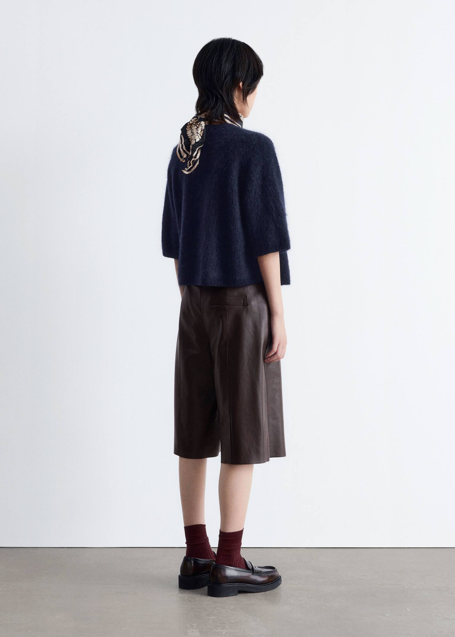 Knitted Mohair-Blend Cardigan - Dark Blue/Dark Brown - 3