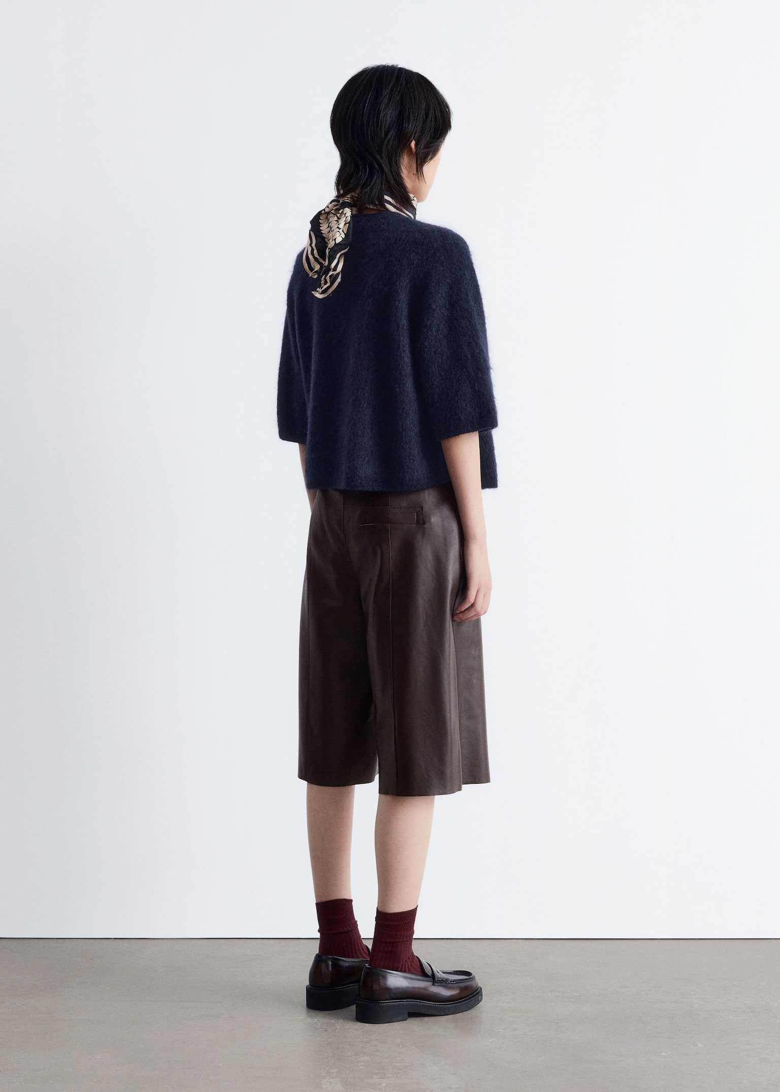 Knitted Mohair-Blend Cardigan - Dark Blue/Dark Brown/Beige/Burgundy - 5