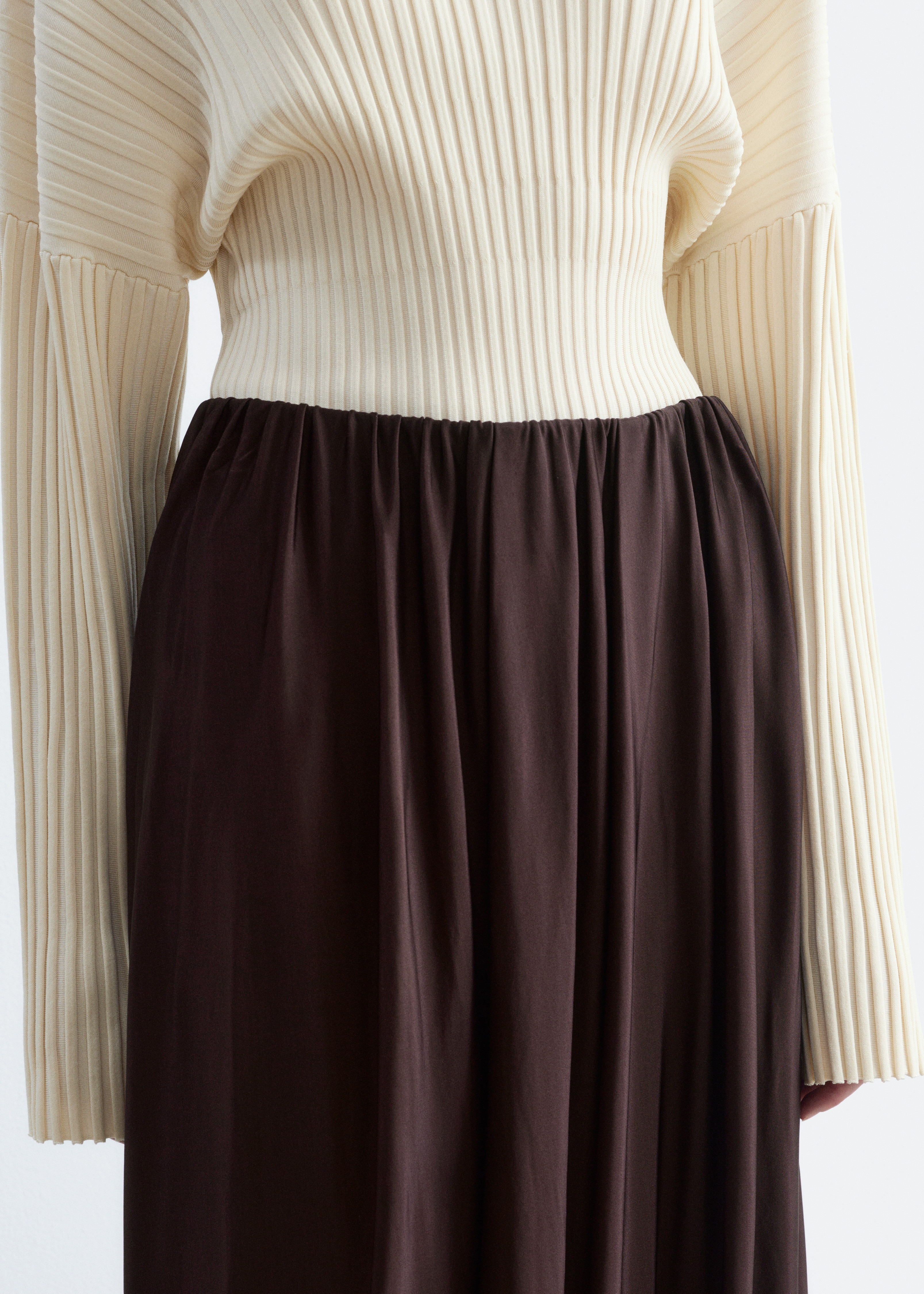 Twisted Drape Balloon Skirt - Castanho escuro
