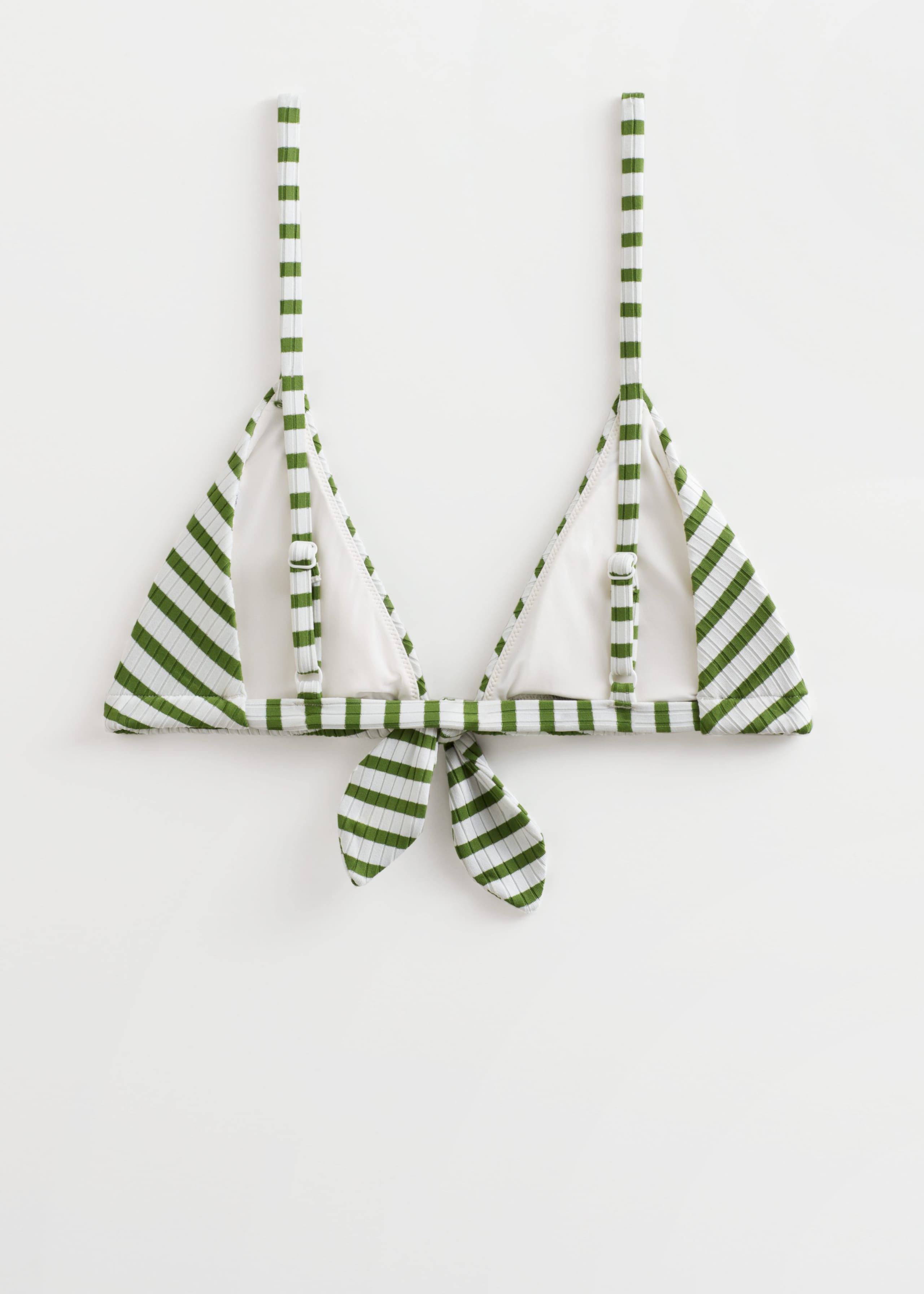 Ribbed Bow Bikini Top - Green/White Stripes - Still Life