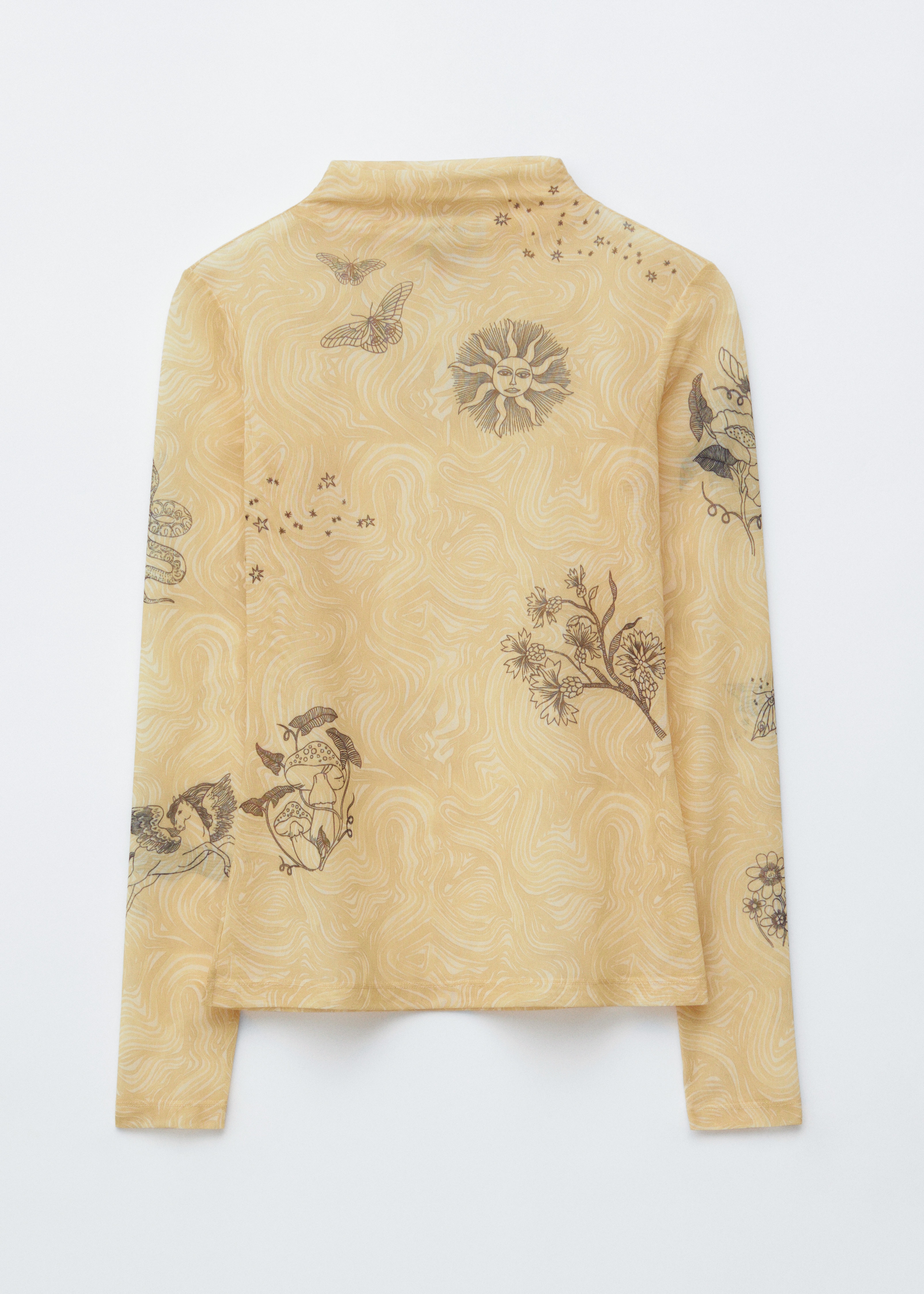 Camisola com gola subida - Estampado bege/Riscas vermelhas/pretas/Riscas pretas/bege/Castanho escuro/Terracotta Florals/Leopard Print/Leopardo castanho/Xadrez Preto/Castanho