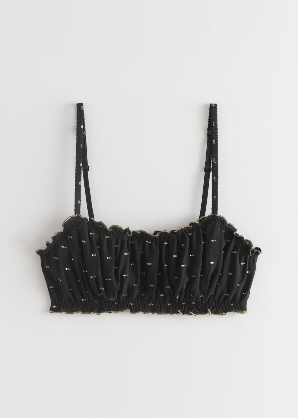 Ruffled Glitter Pattern Soft Bra - White Glitter - Bodegón