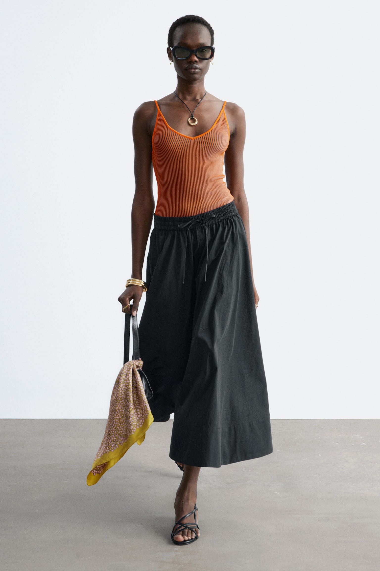 Ribbstickat linne - Orange/Grön - 3