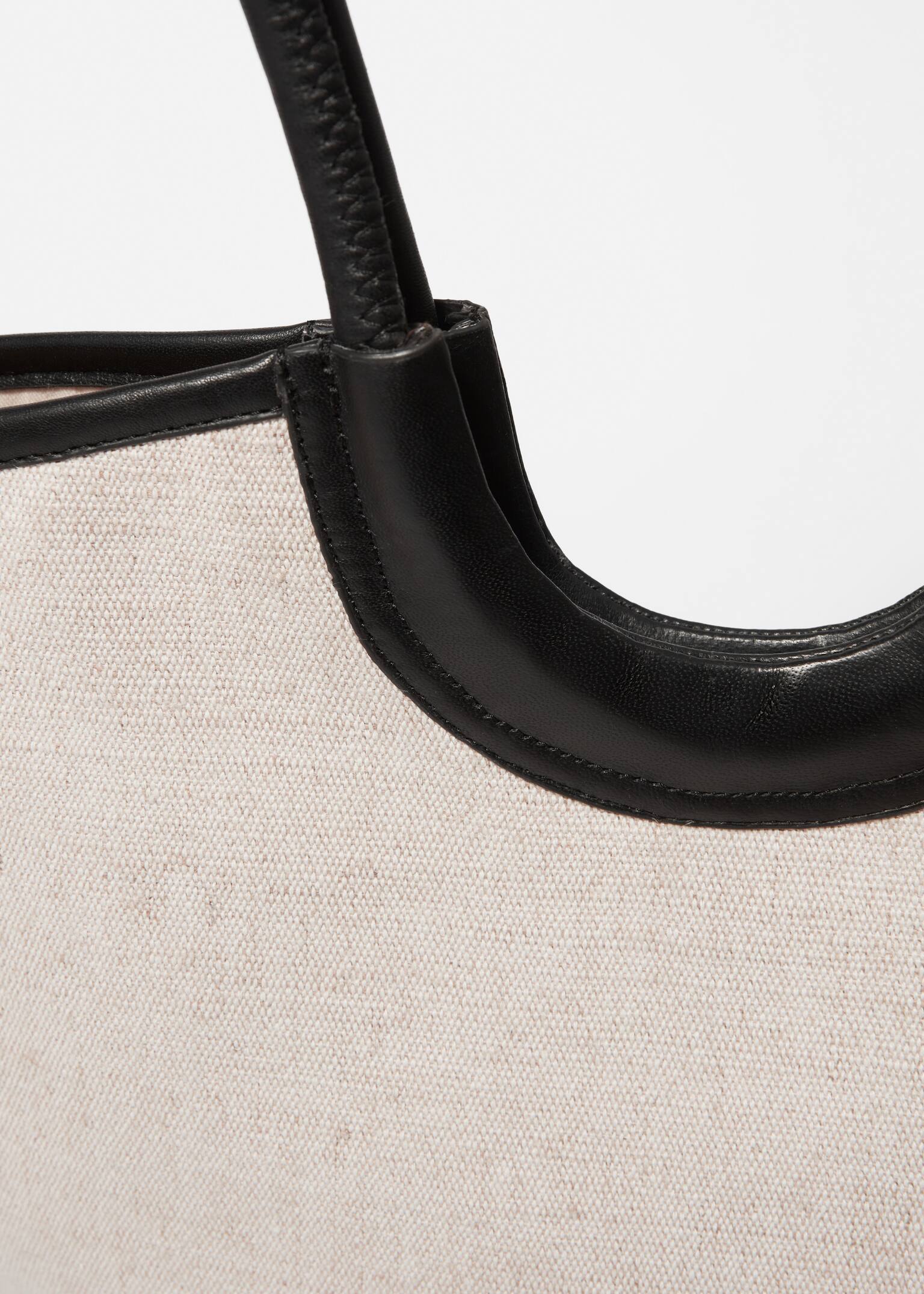 Τσάντα-Τότ με Δερμάτινες Λεπτομέρειες - Κρέμα - 5