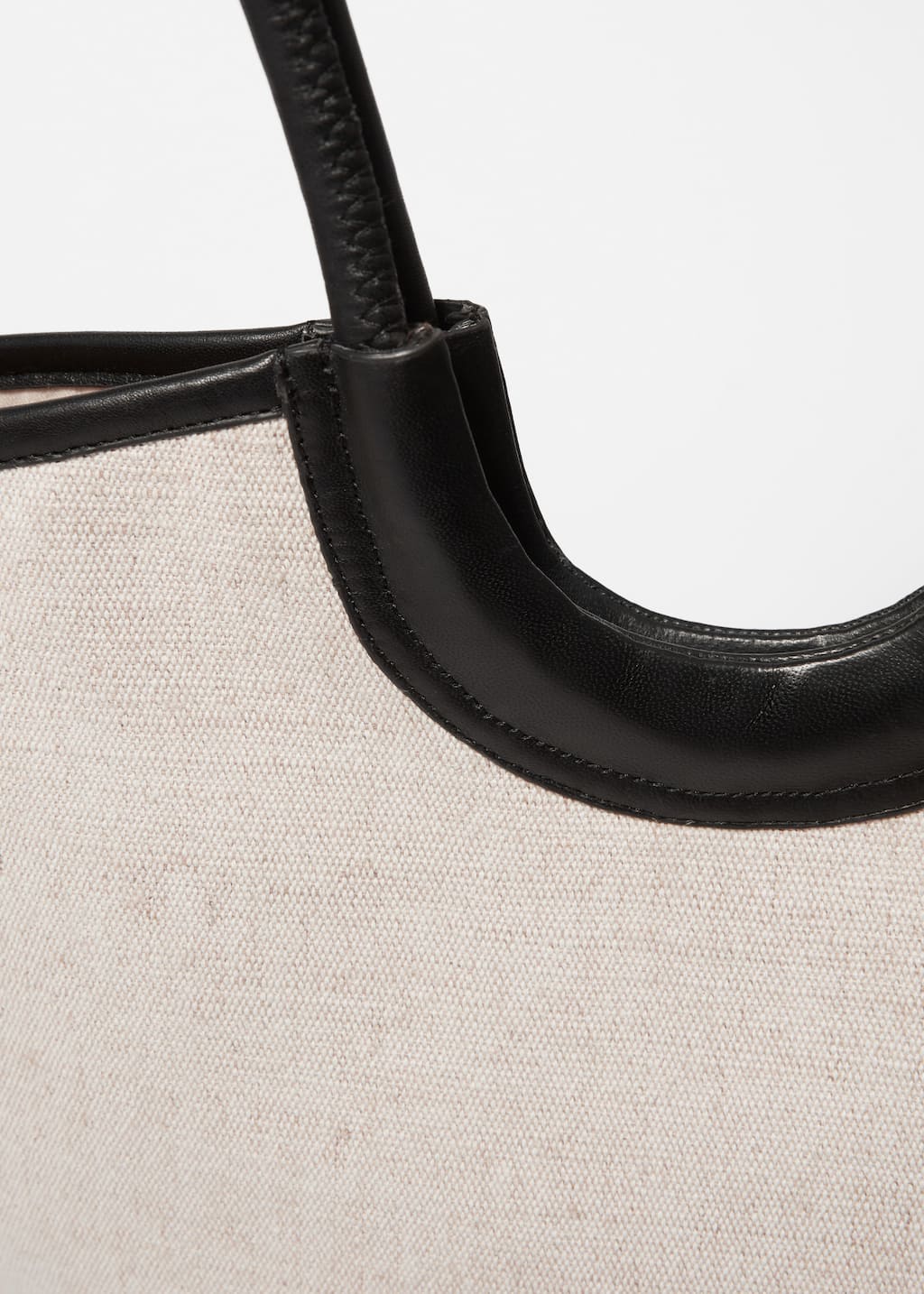 Image of Leather-Detailed Straw Tote Bag