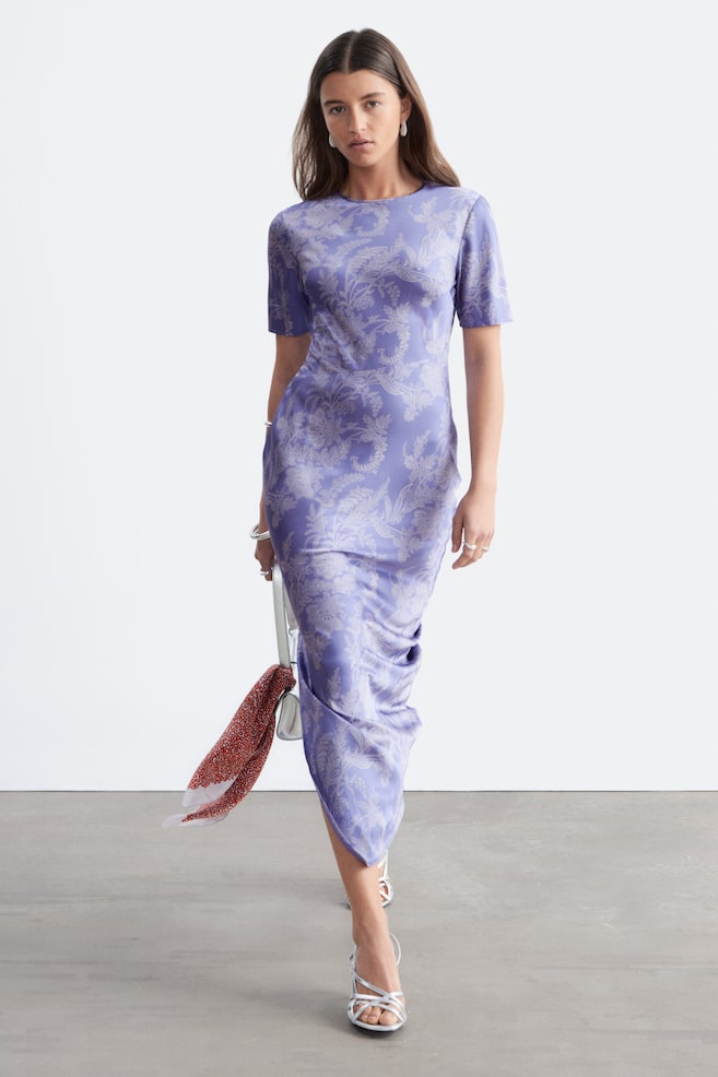 Robe longue à manches courtes - Violet/Cachemire/Marron foncé - 1