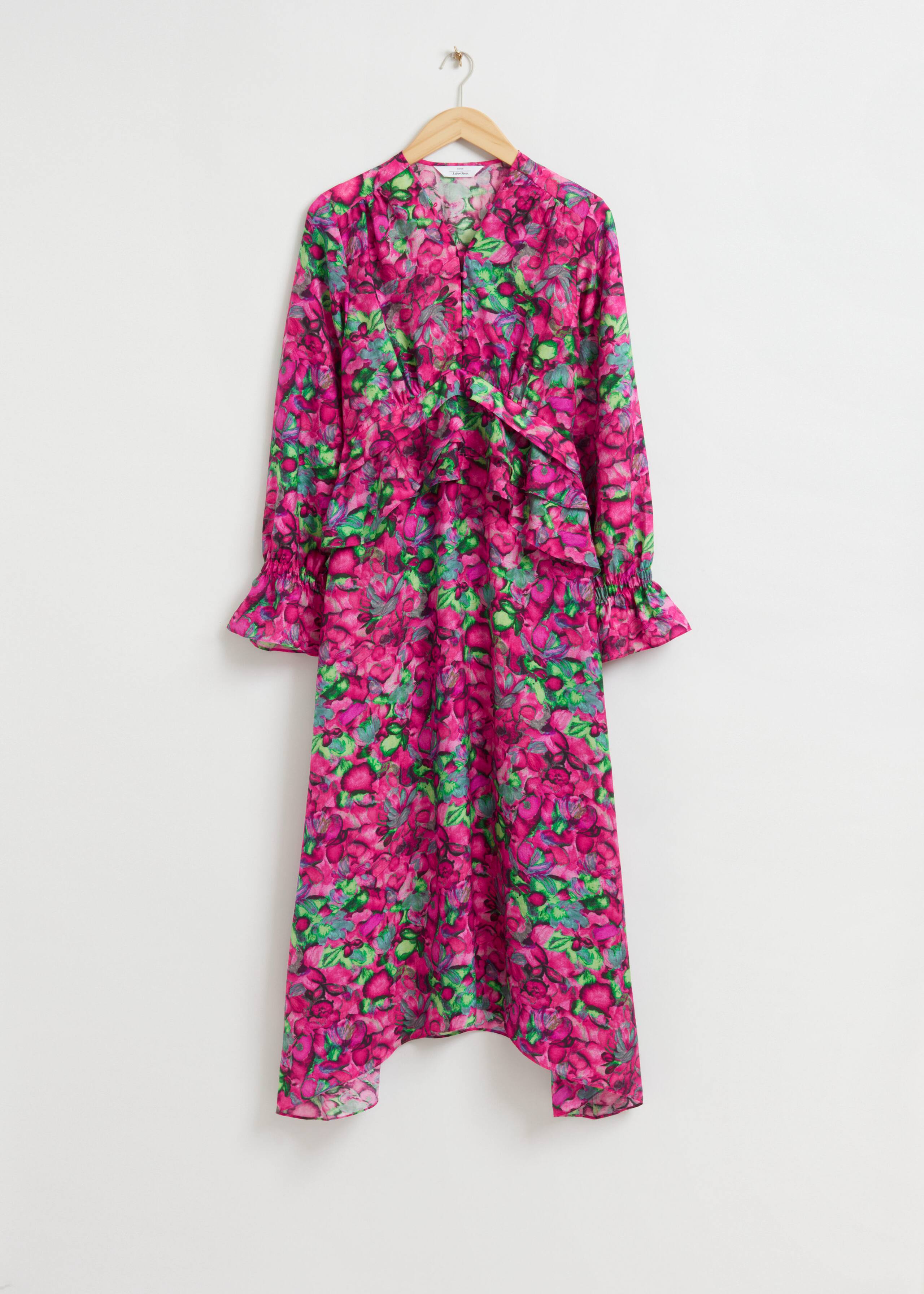 Relaxed Floaty Tunic Dress - Pink Floral - Natura morta