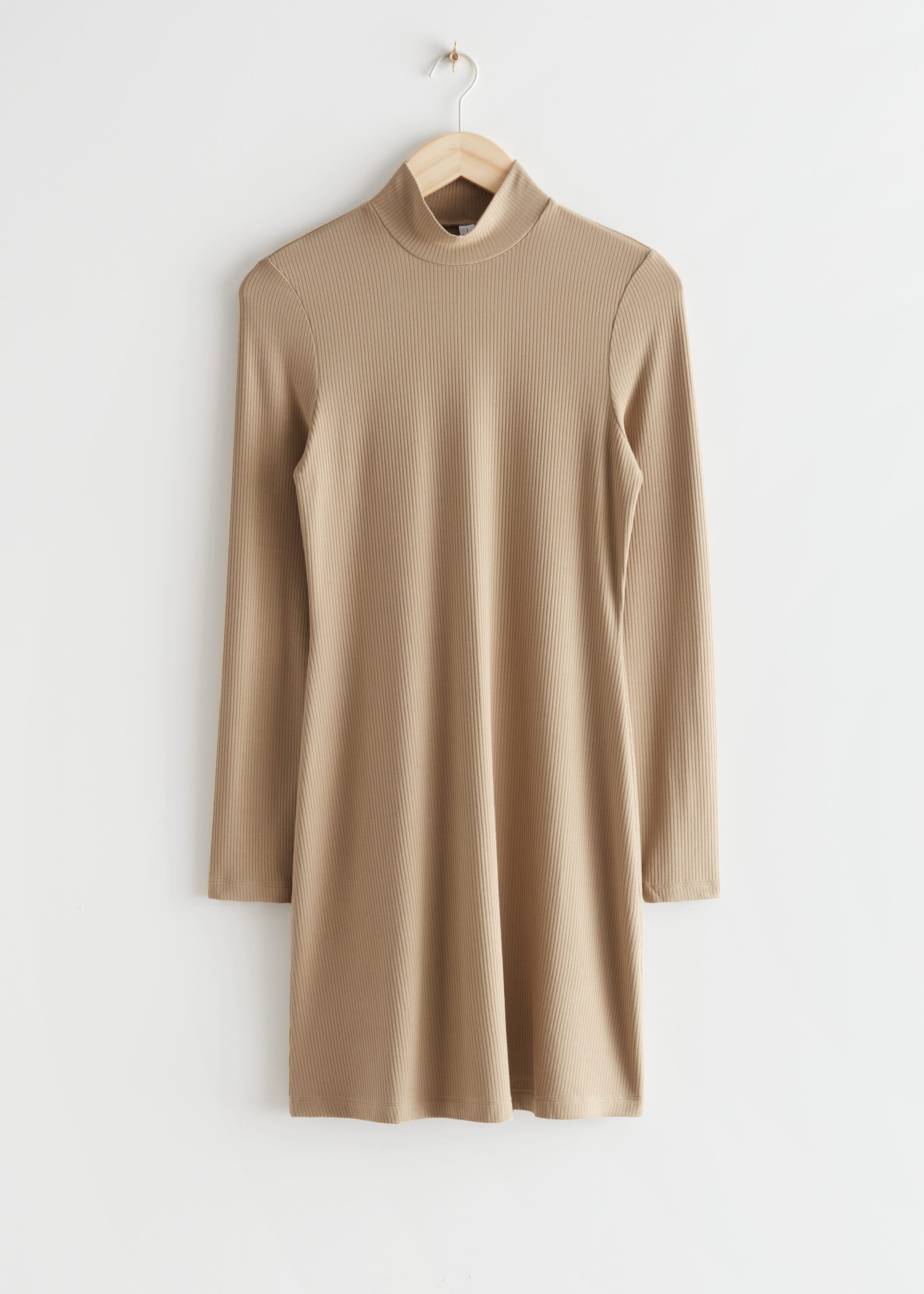 Mock Neck Mini Dress - Beige - Still Life