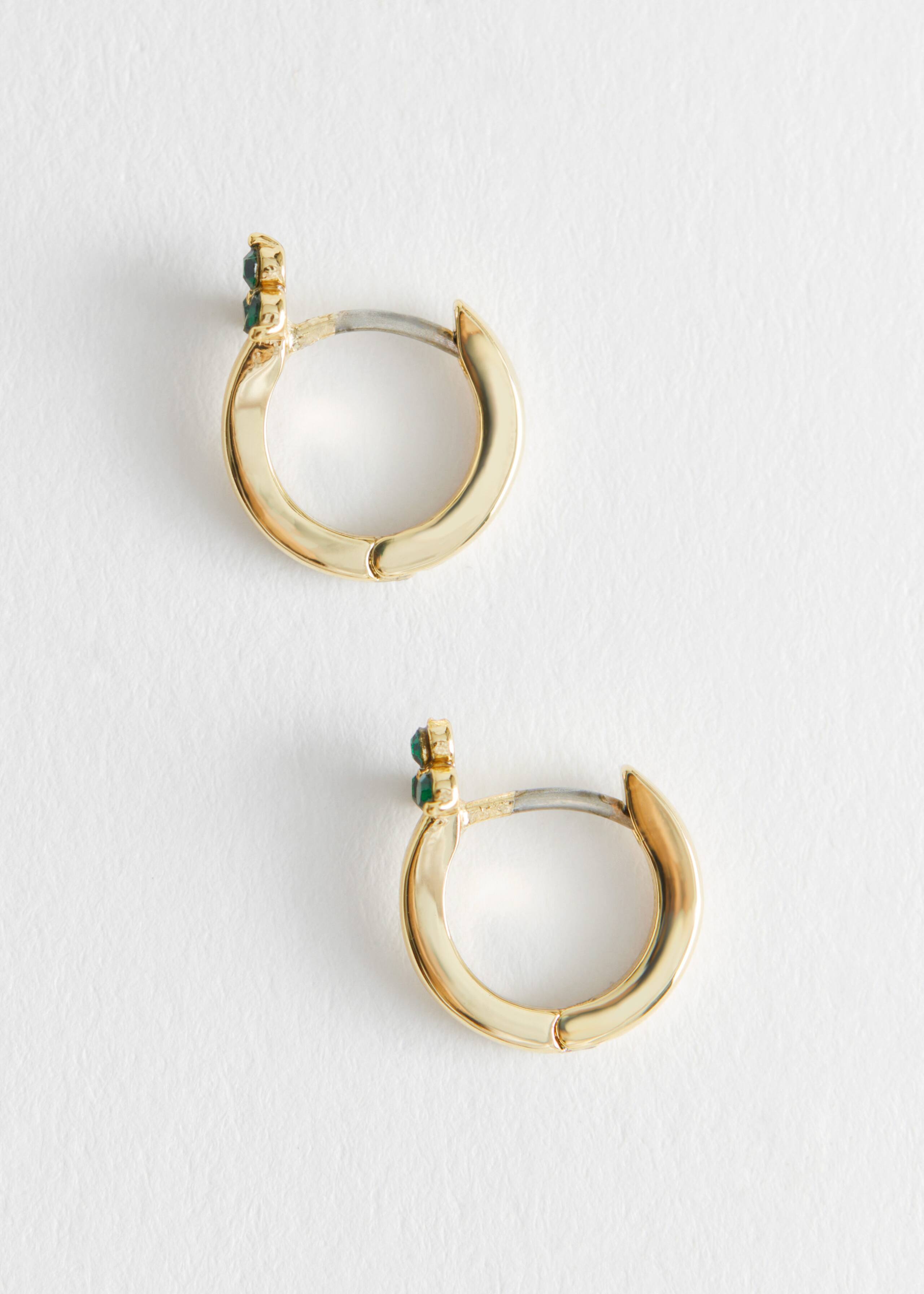 Tripple Glass Stone Hoop - Emerald Green - Still Life