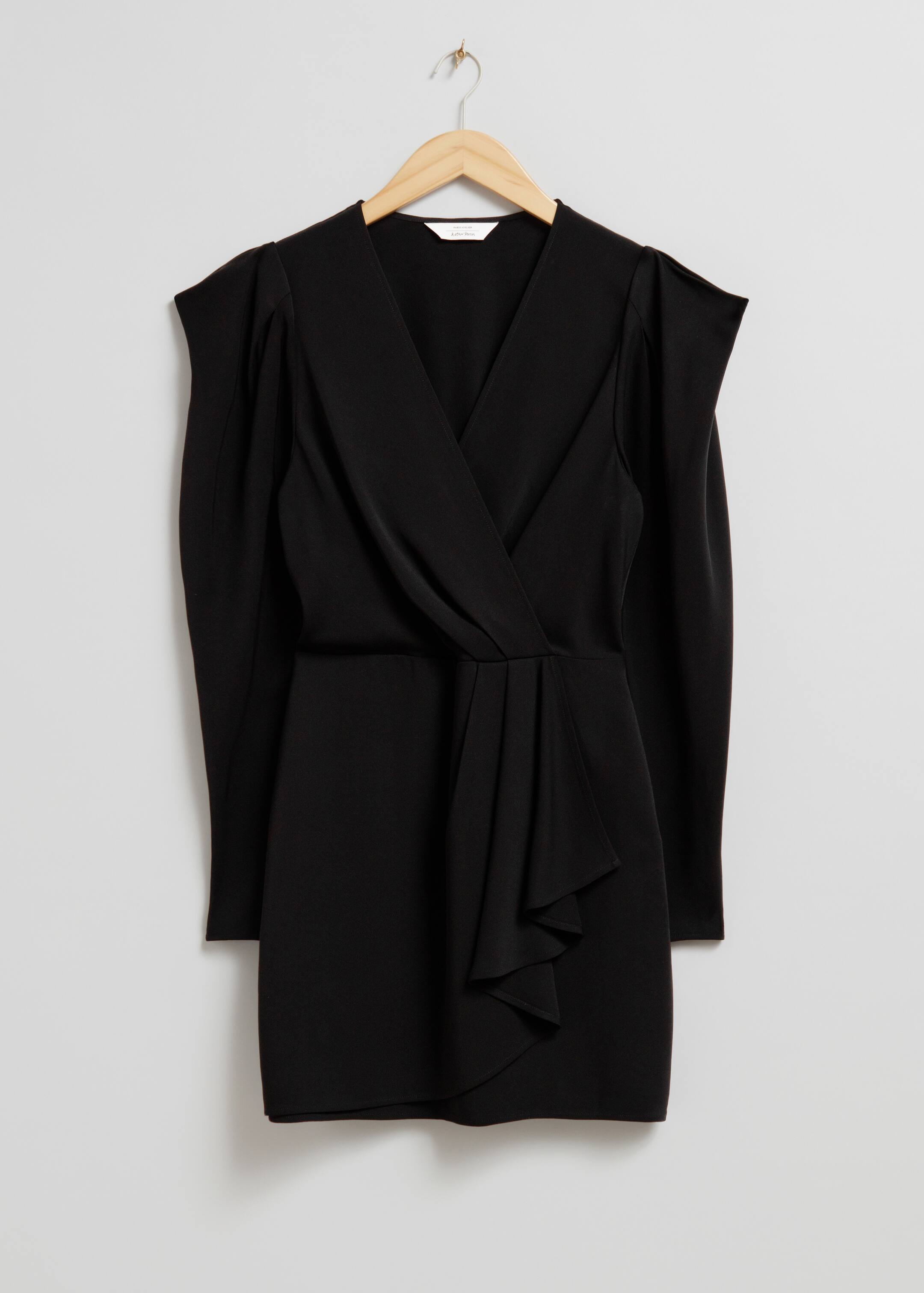 View larger image: Ruffled Wrap Mini Dress - Black - Ladies | H&M GB 1