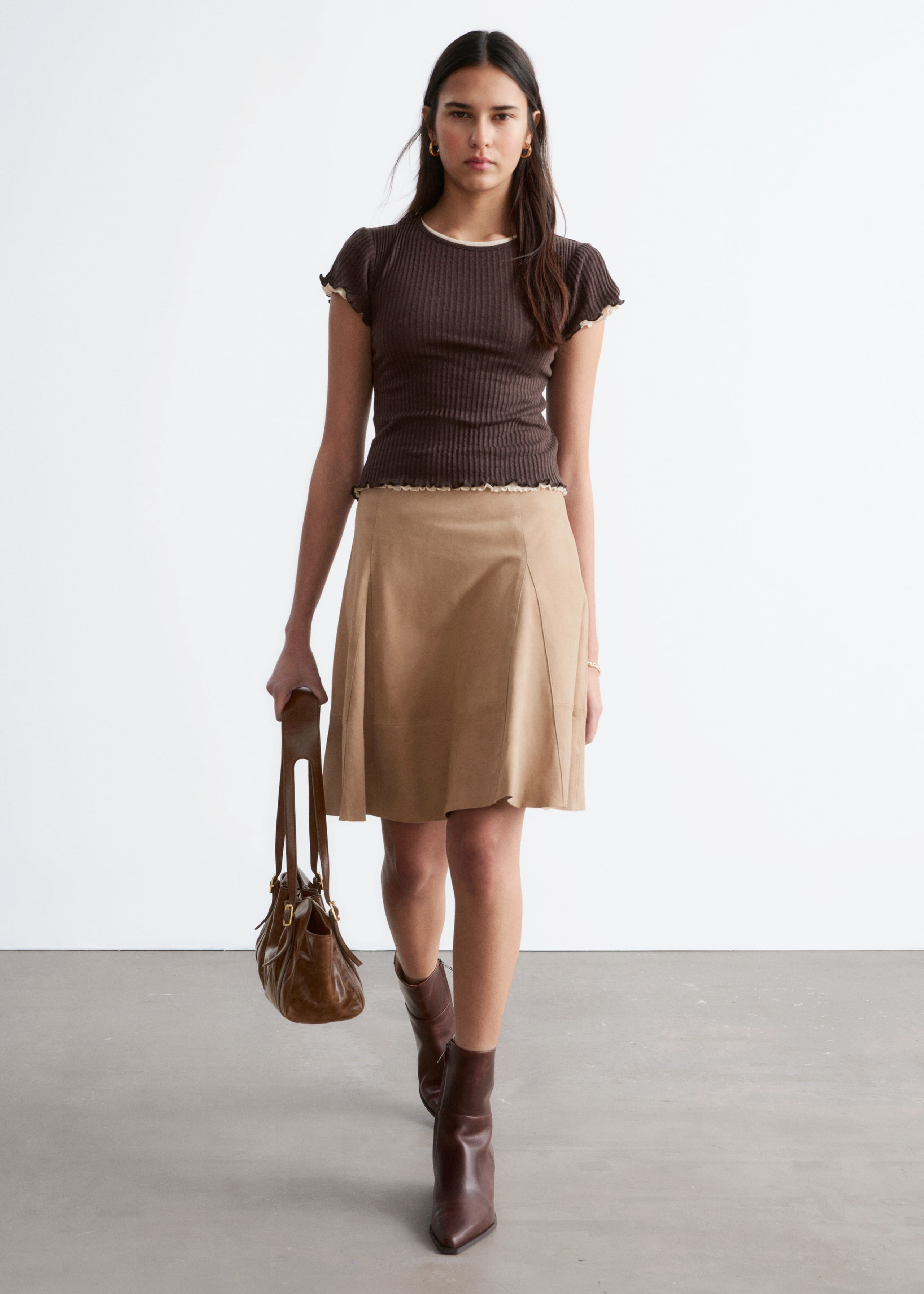 Image of Geripptes T-Shirt aus Wolle