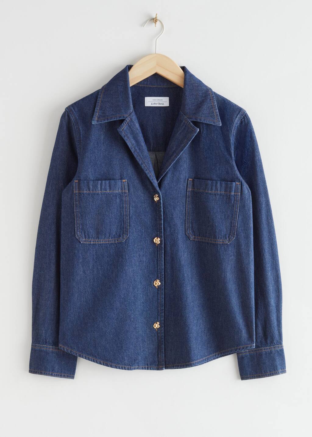 Gold Button Denim Shirt - Blue - Natura morta