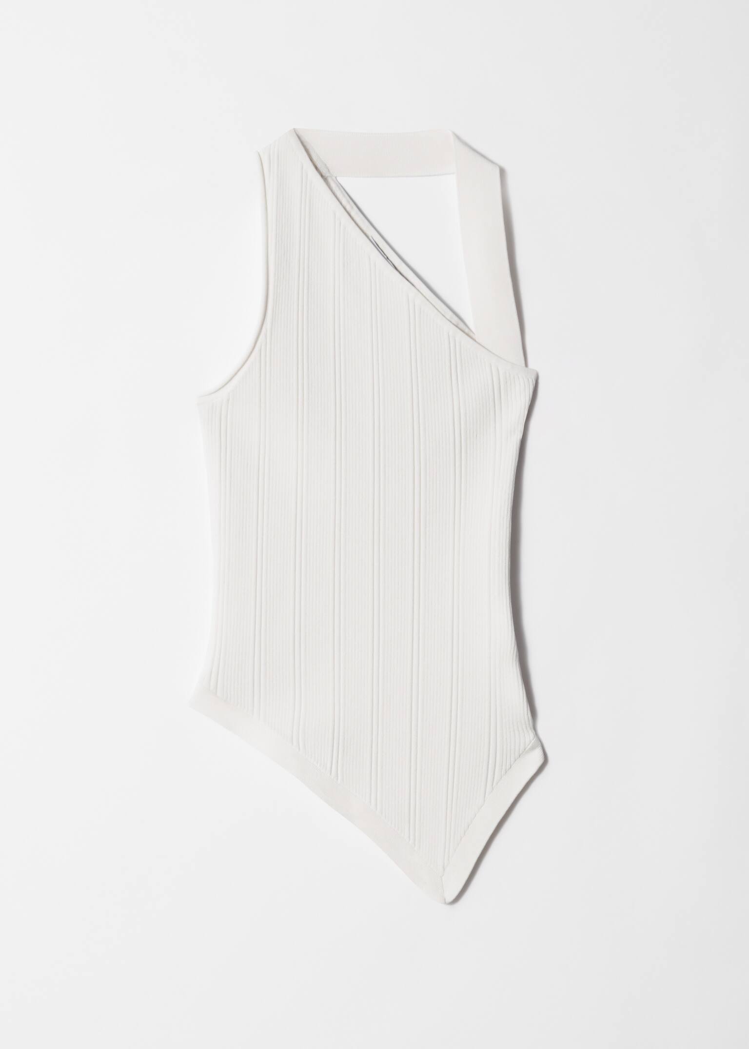 Haut côtelé asymétrique - Blanc/Noir - 2