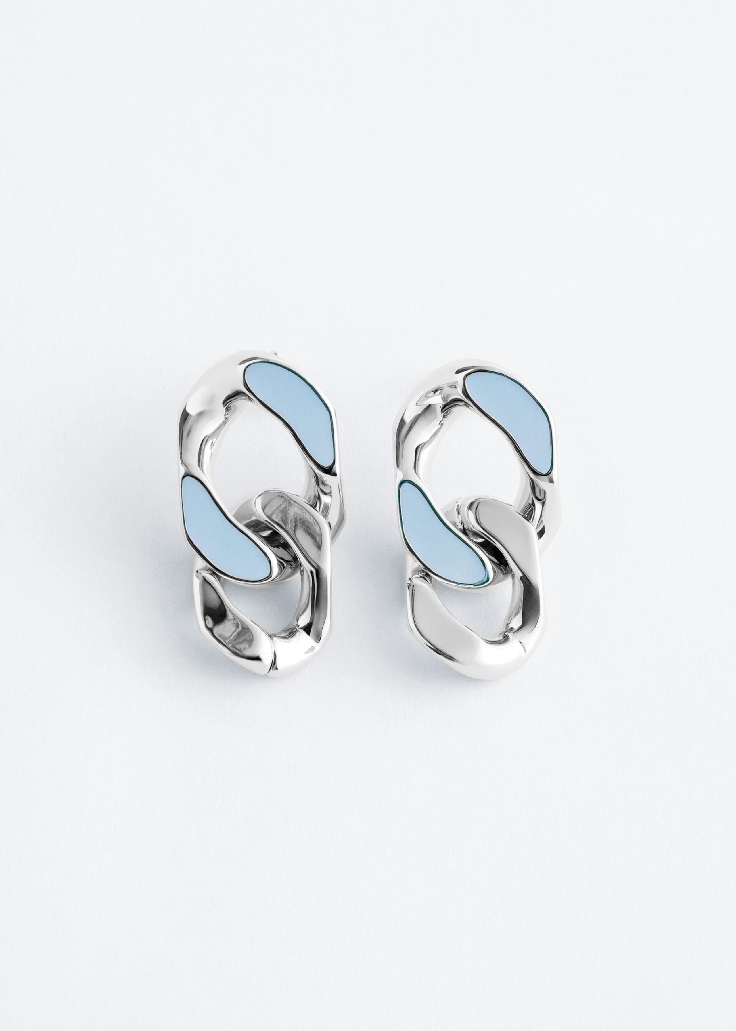 Bold Chain-Link Earrings - Silver/Blue - Still Life