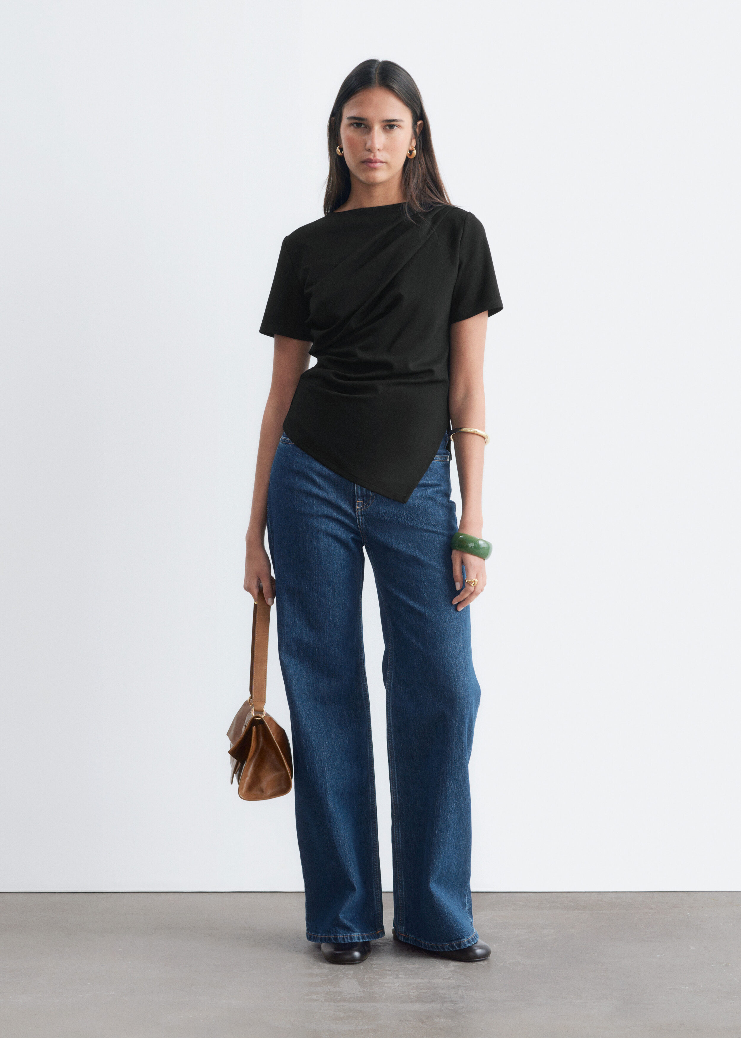 Draped Asymmetric T-shirt - Black - & Other Stories US