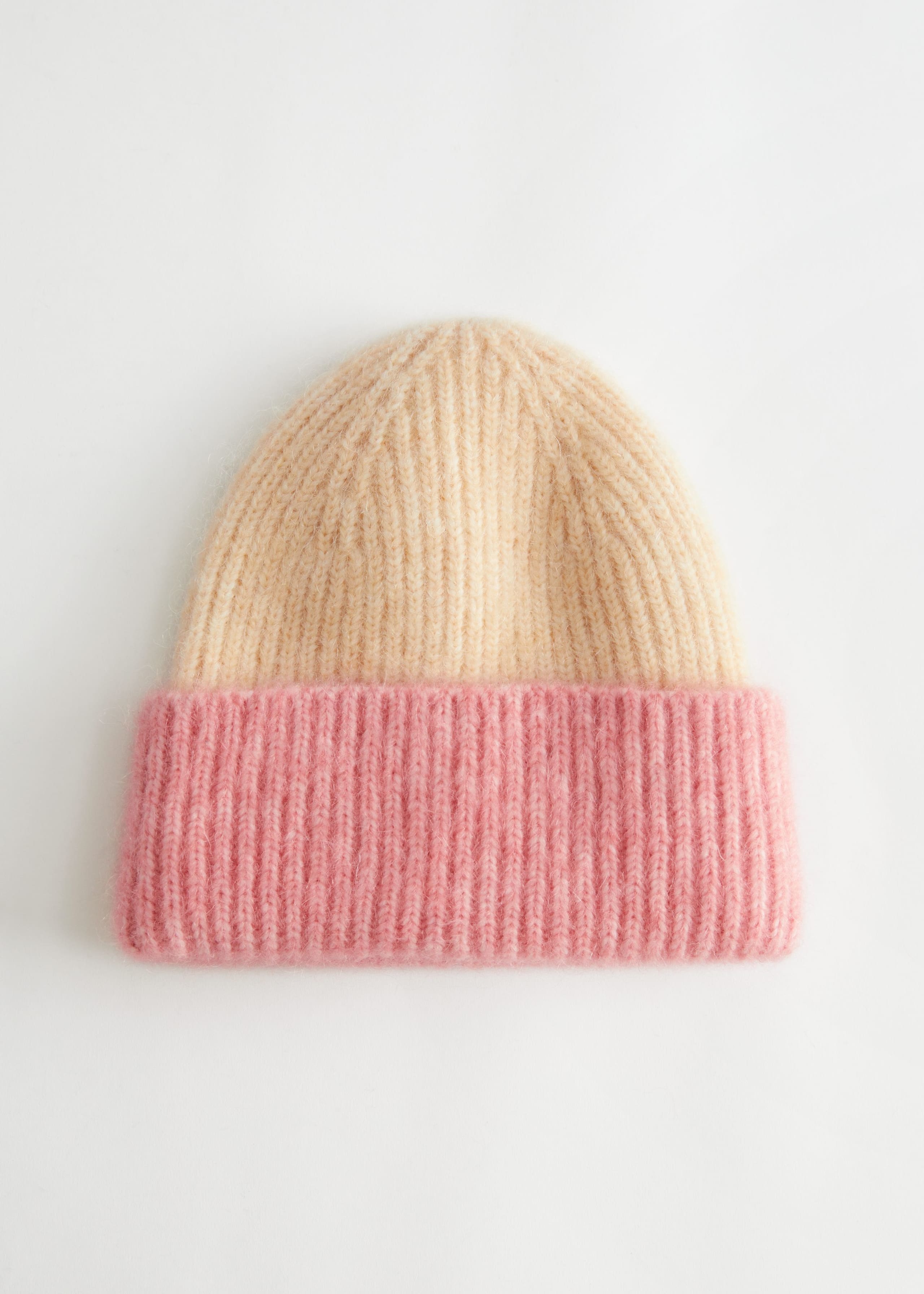 Fuzzy Mohair Beanie - Yellow, Pink - Natura morta
