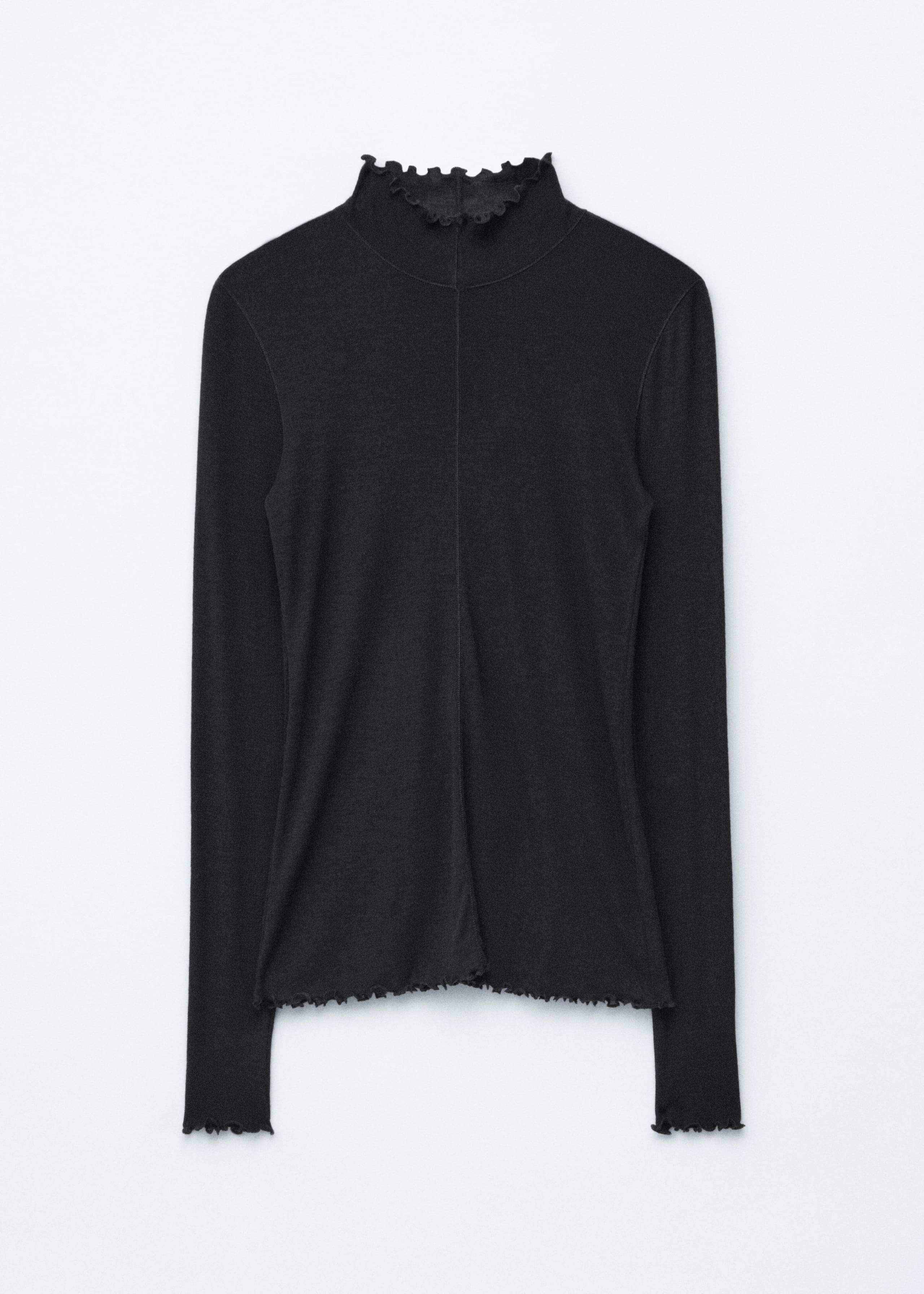 Image of Scalloped Mock-Neck Top