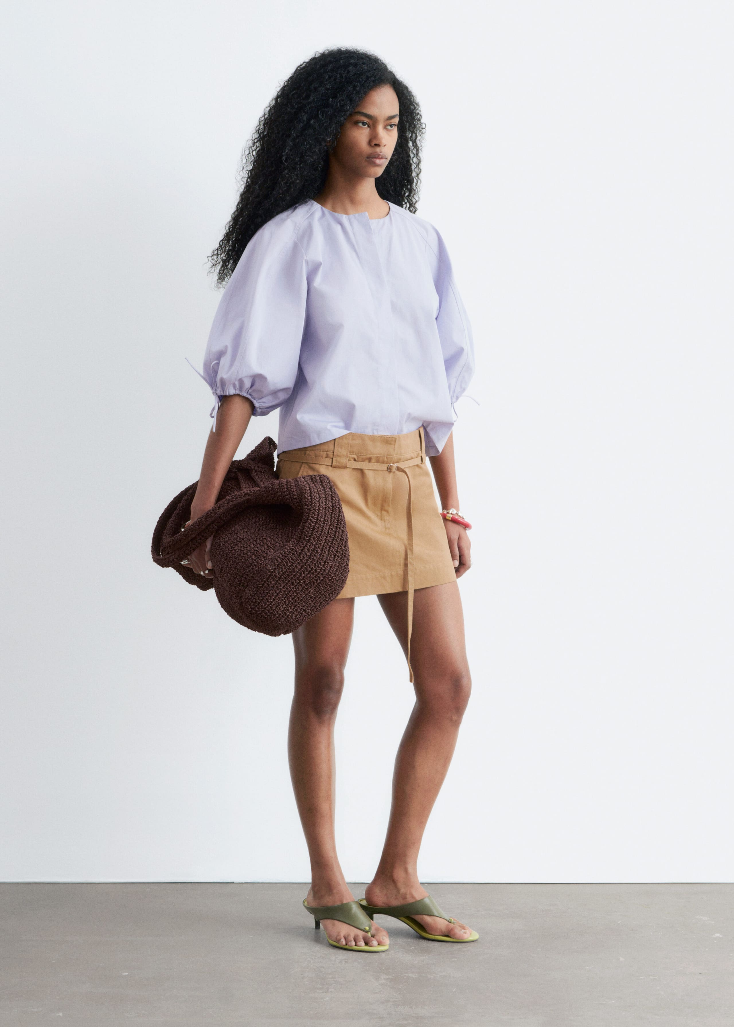Image of Bluse aus Baumwolle mit voluminösen Ärmeln