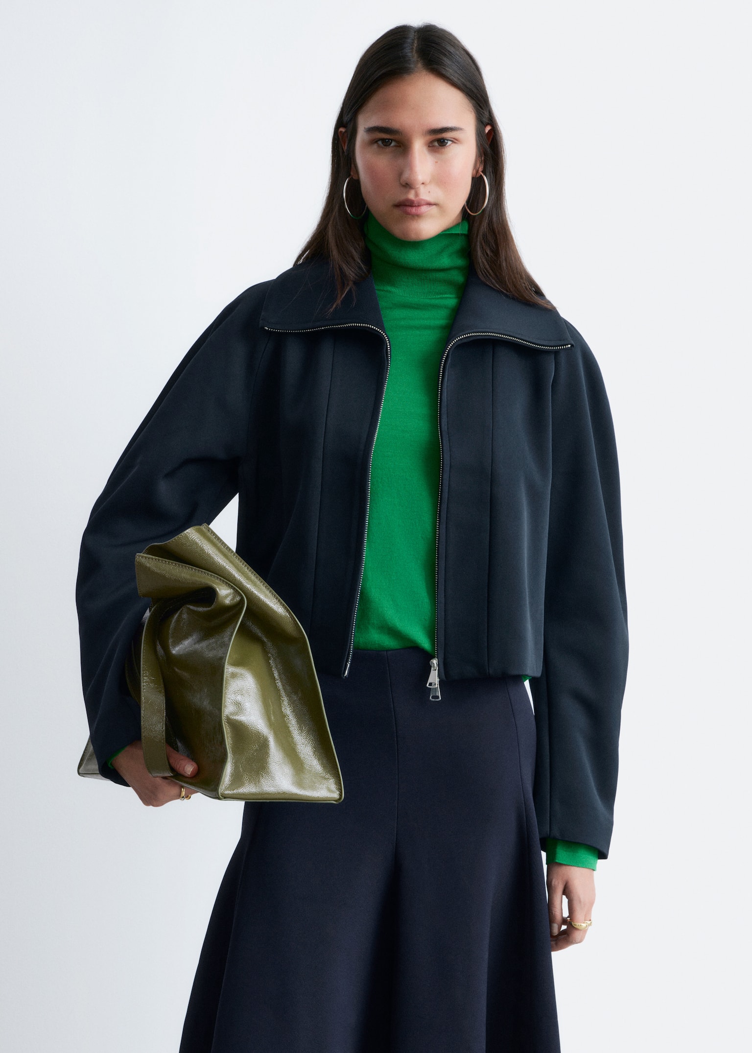 Jakke med voluminøse ærmer - Navy Blue - 9