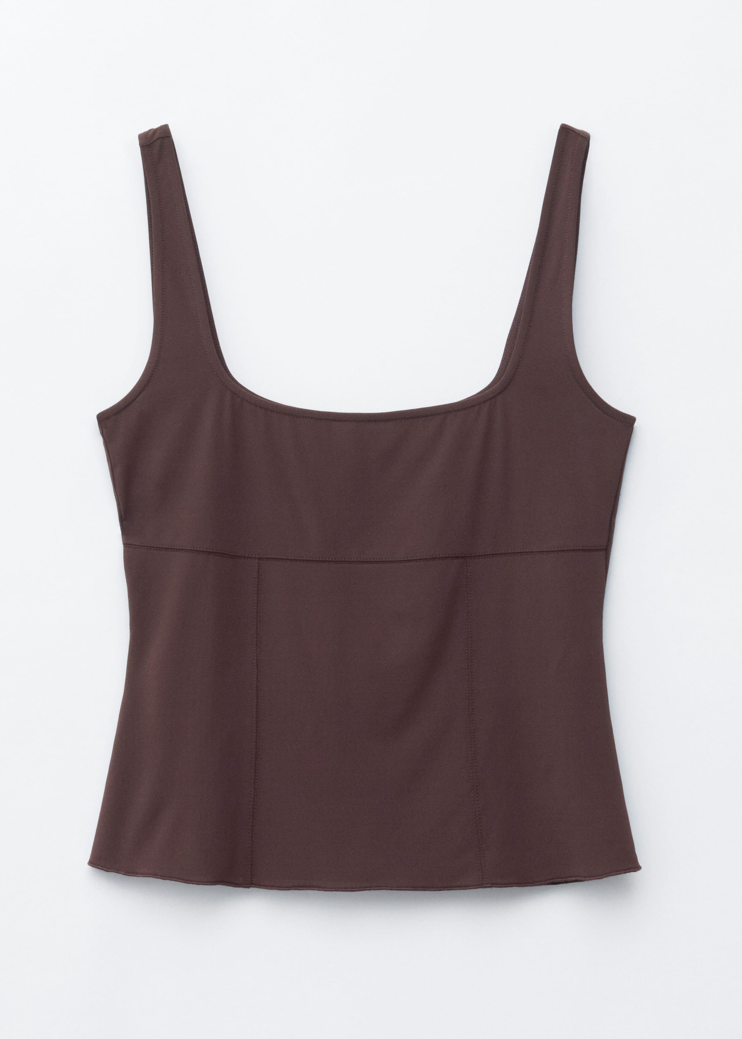 Camiseta de tirantes de escote cuadrado - Marrón oscuro - Bodegón
