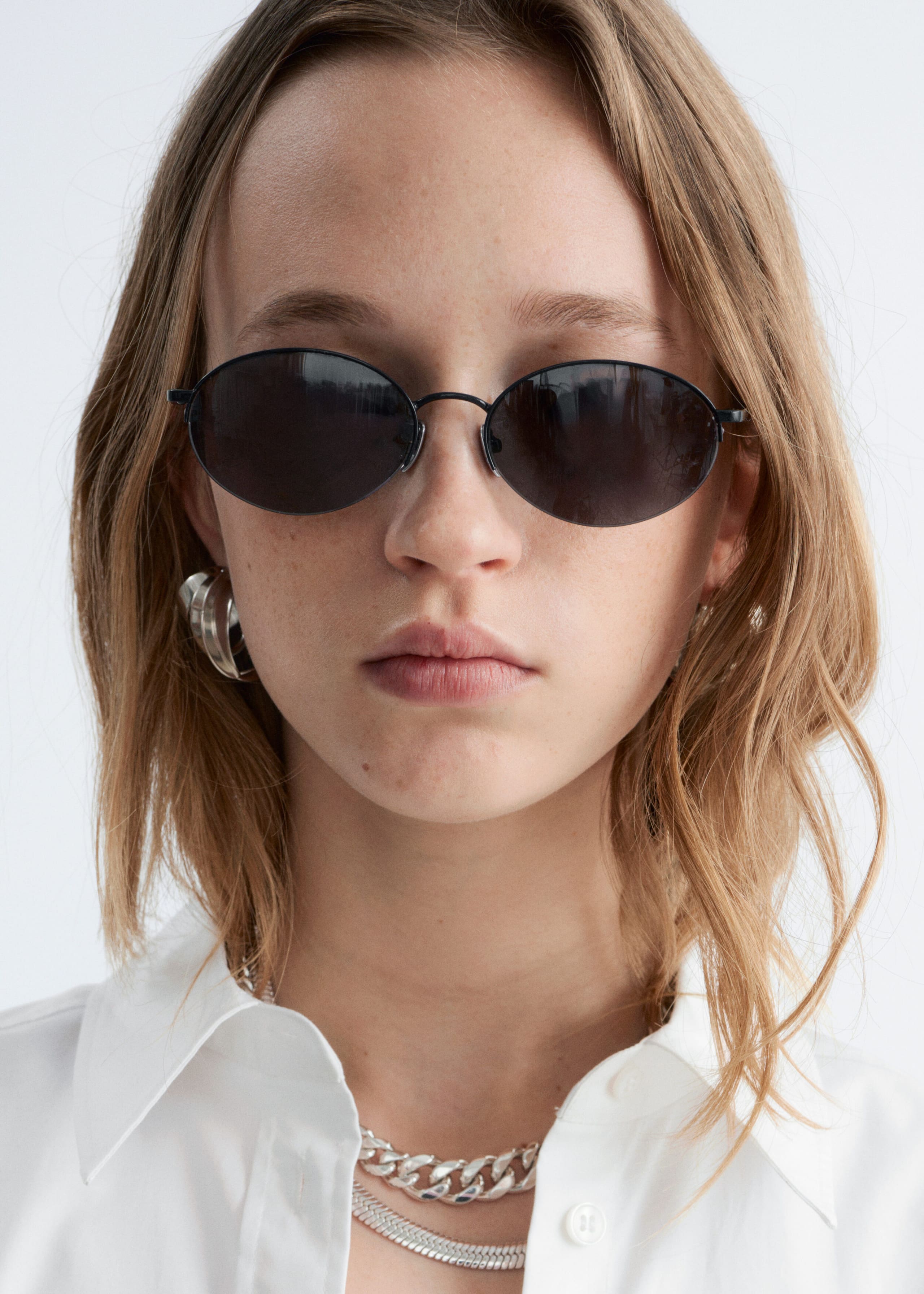 Image of Round Wire-Frame Sunglasses