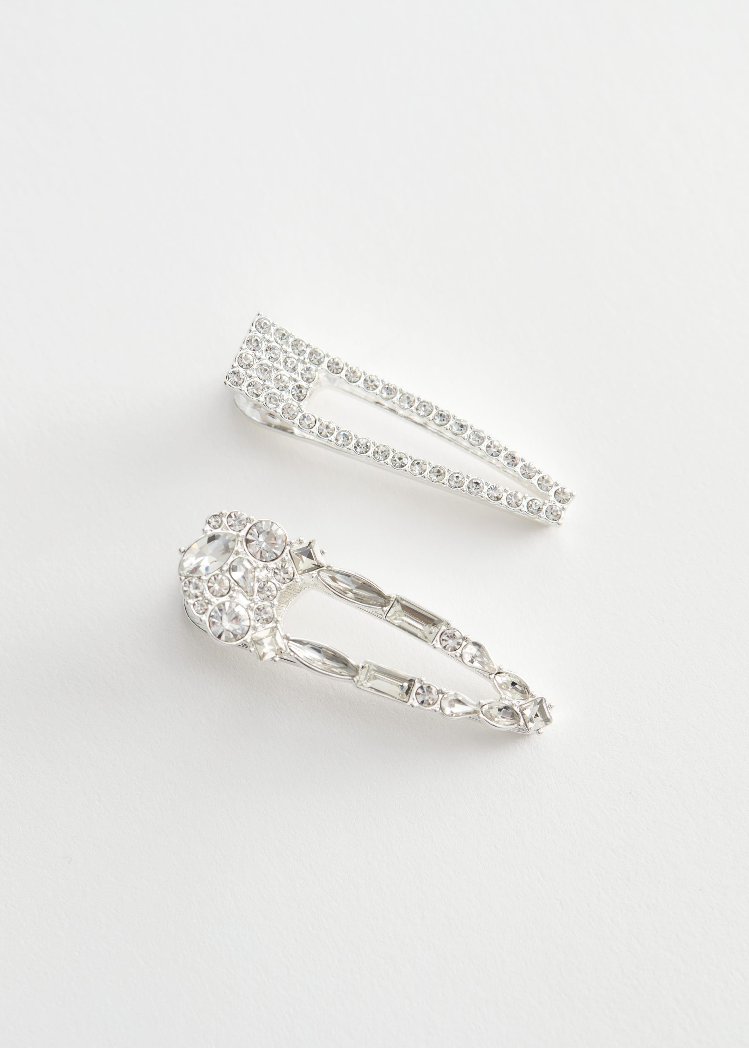 DuoStoneEncrustedHairClips - Silver - Bodegón