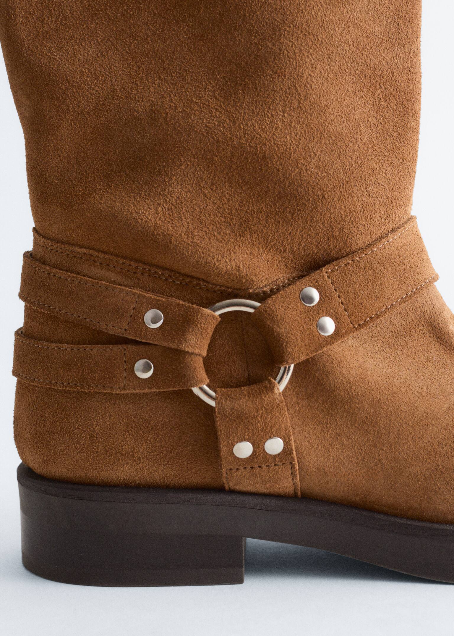 Bottes motard en daim - Marron Clair - 3