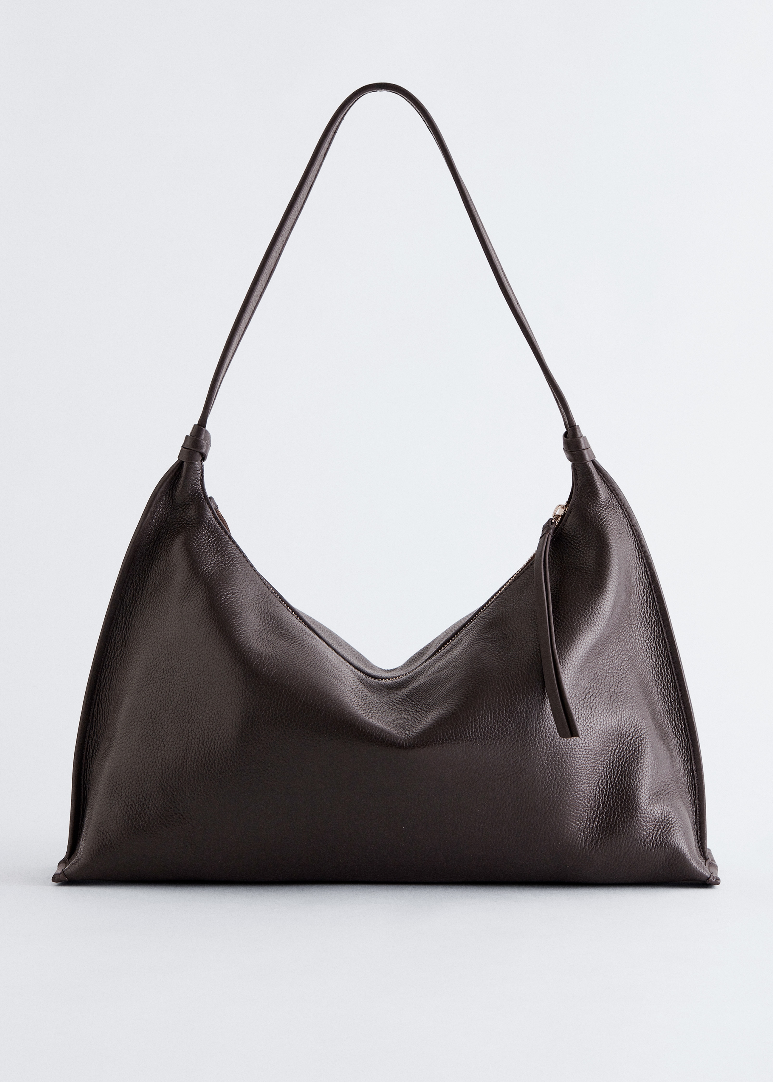 Bőr Tote Bag - Sötétbarna/Fekete