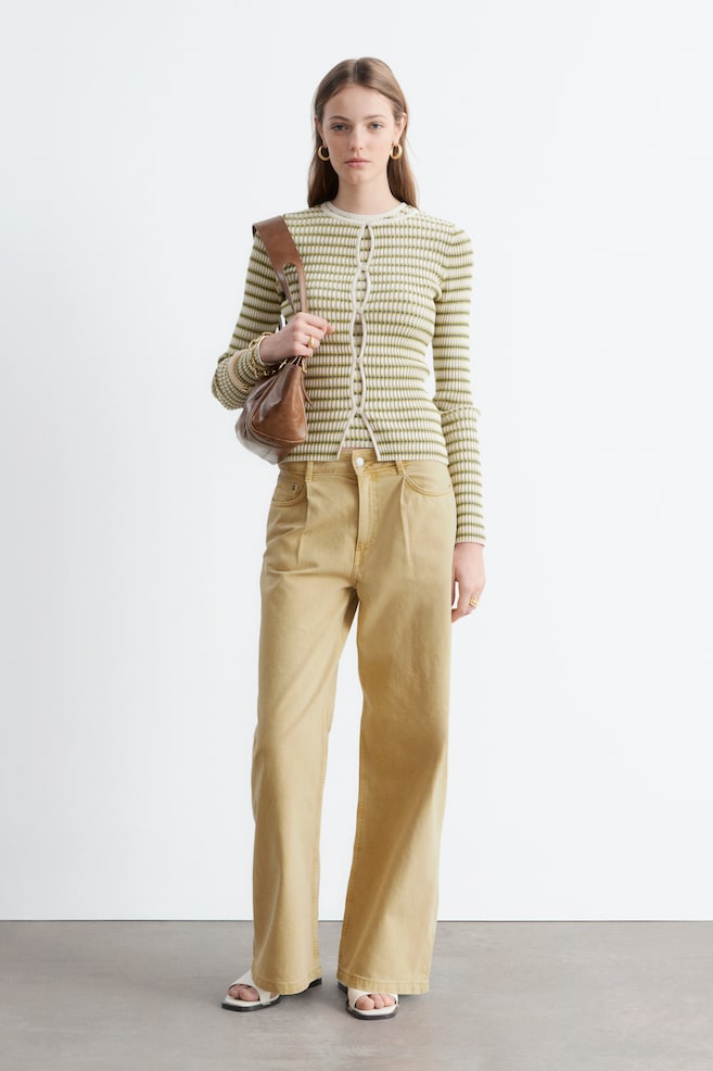 Fold-Detail Jeans - Ochre Yellow - 1