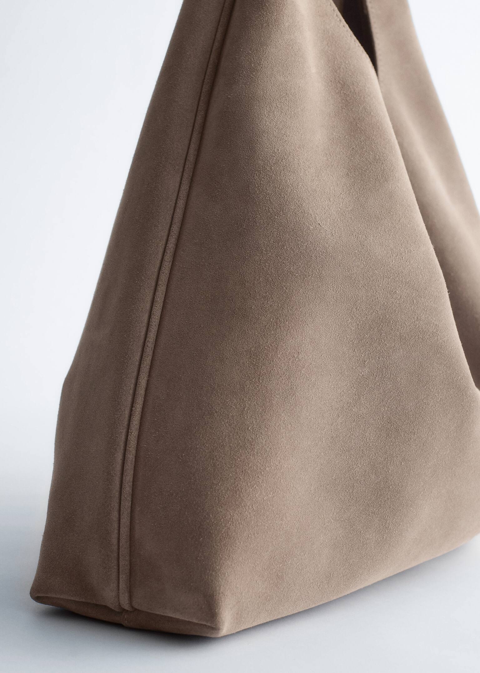 Large Suede Tote Bag - Taupe/Dark Red/Emerald Green/Brown/Dark grey/Rust/Burgundy suede/Green/Cognac/Light Blue - 6