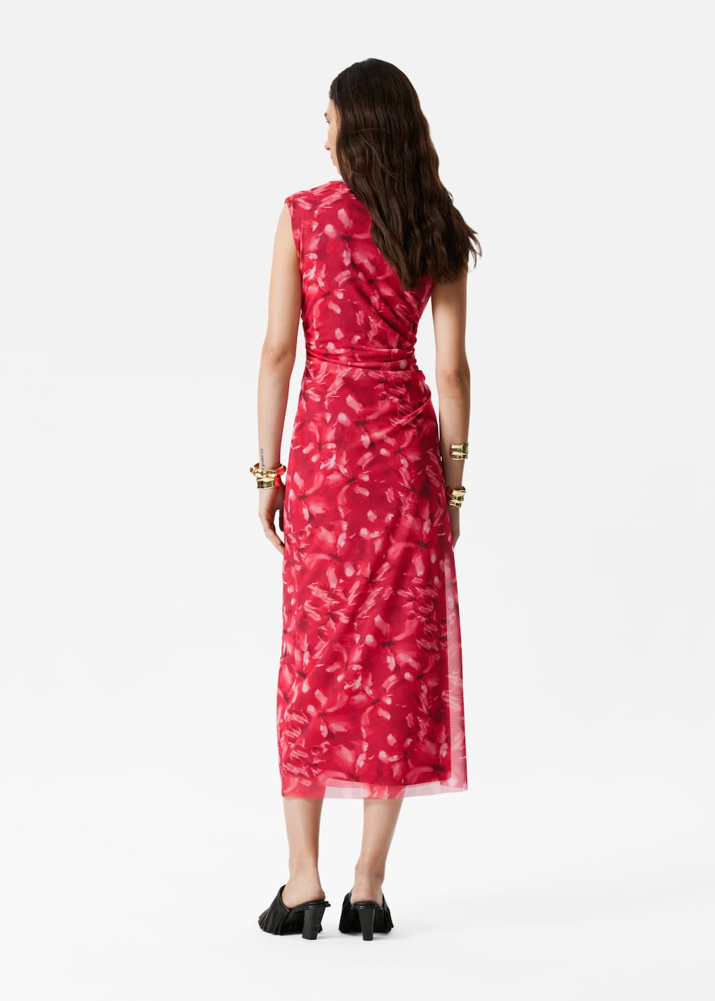 Image of Draped Sleeveless Midi Dress