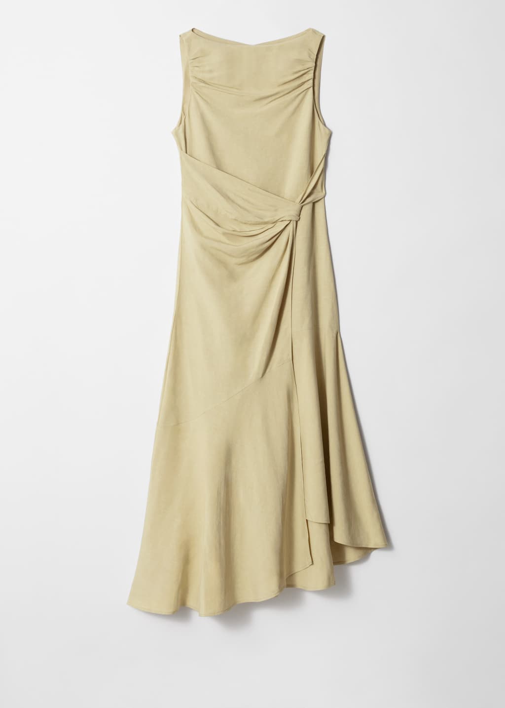 Asymmetric Wrap-Knot Midi Dress - Light Yellow - Still Life