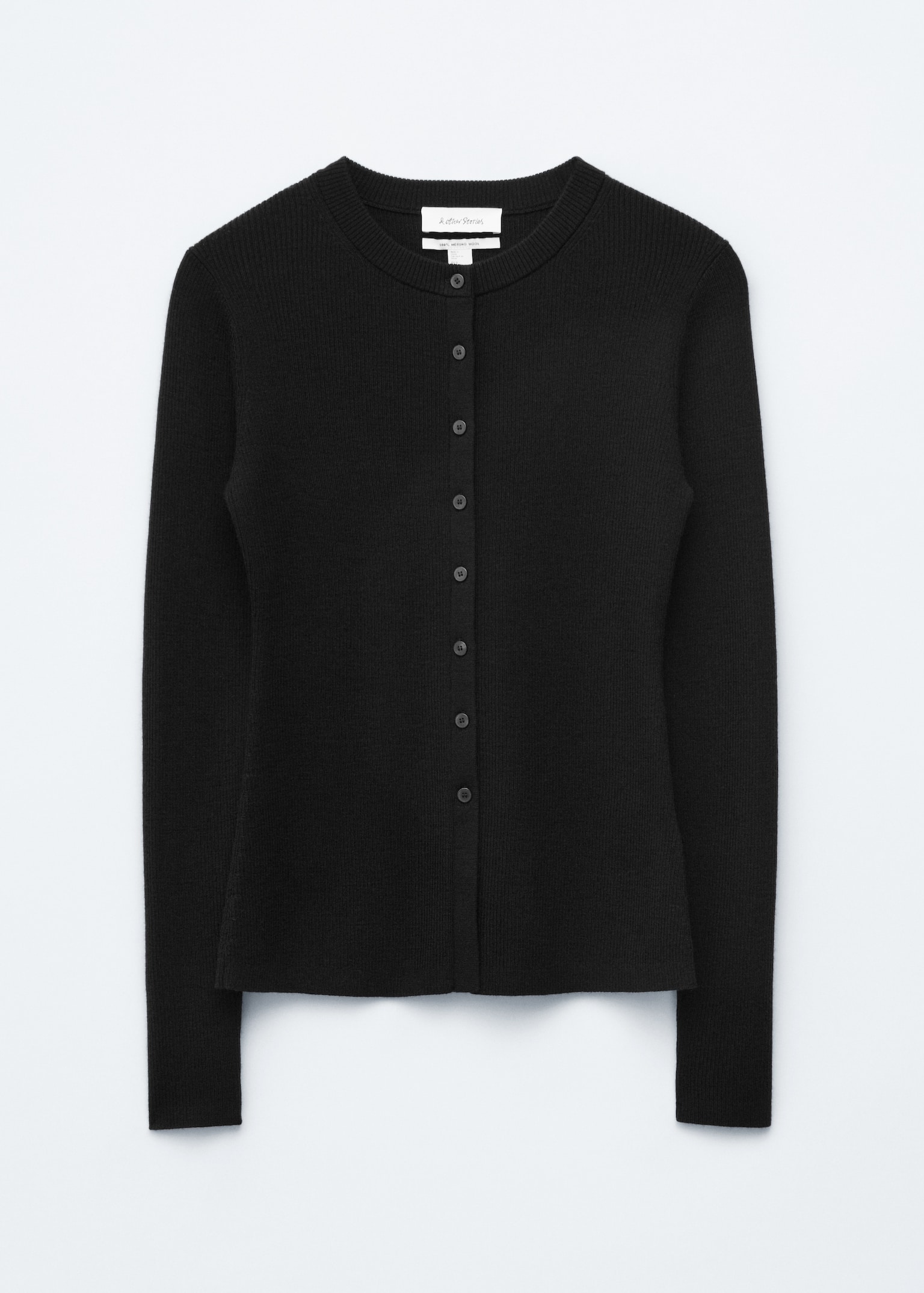 Neuletakki merinovillaa - Musta/Meleerattu harmaa - 2