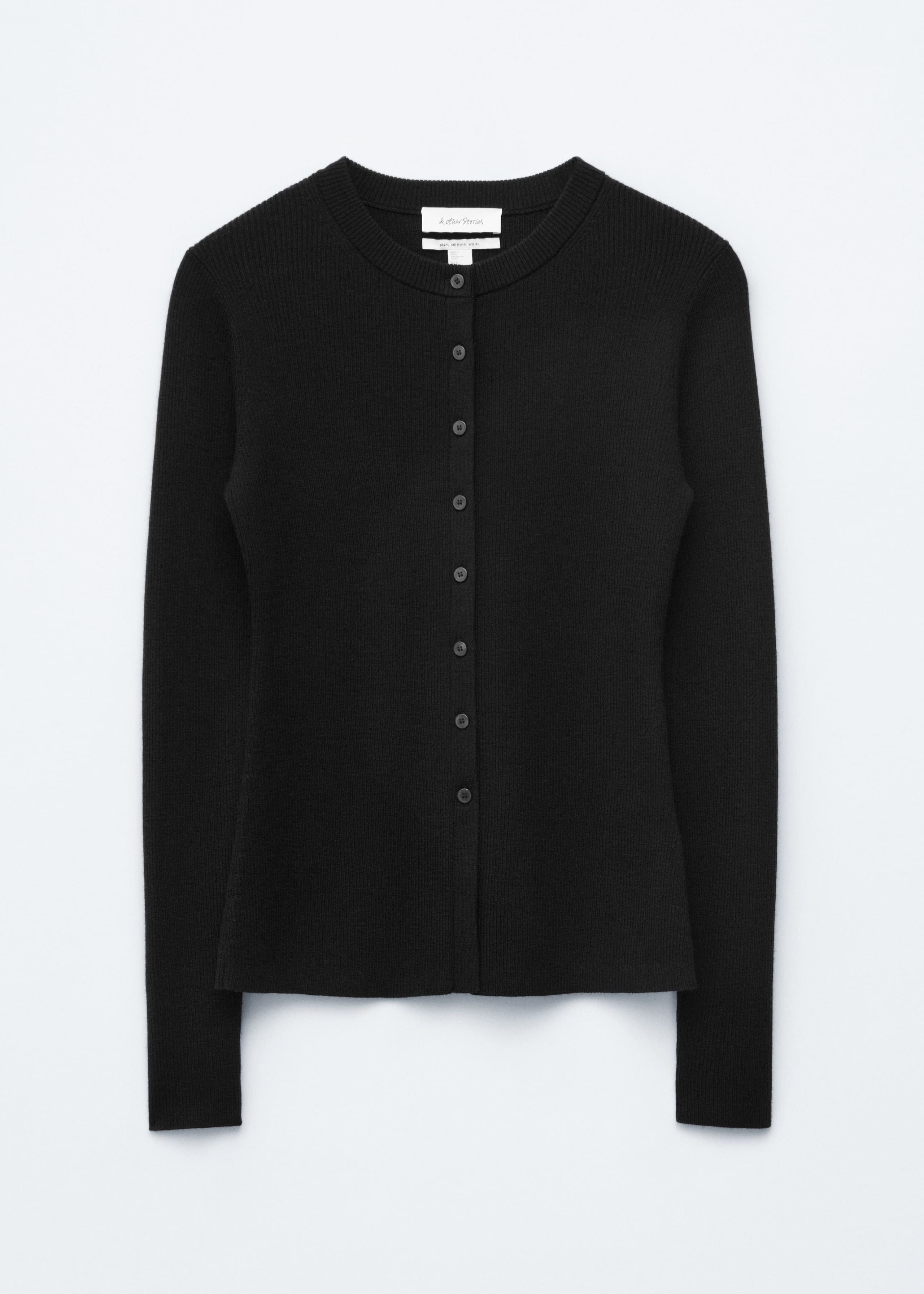 Image of Rib-Knit Merino Wool Cardigan