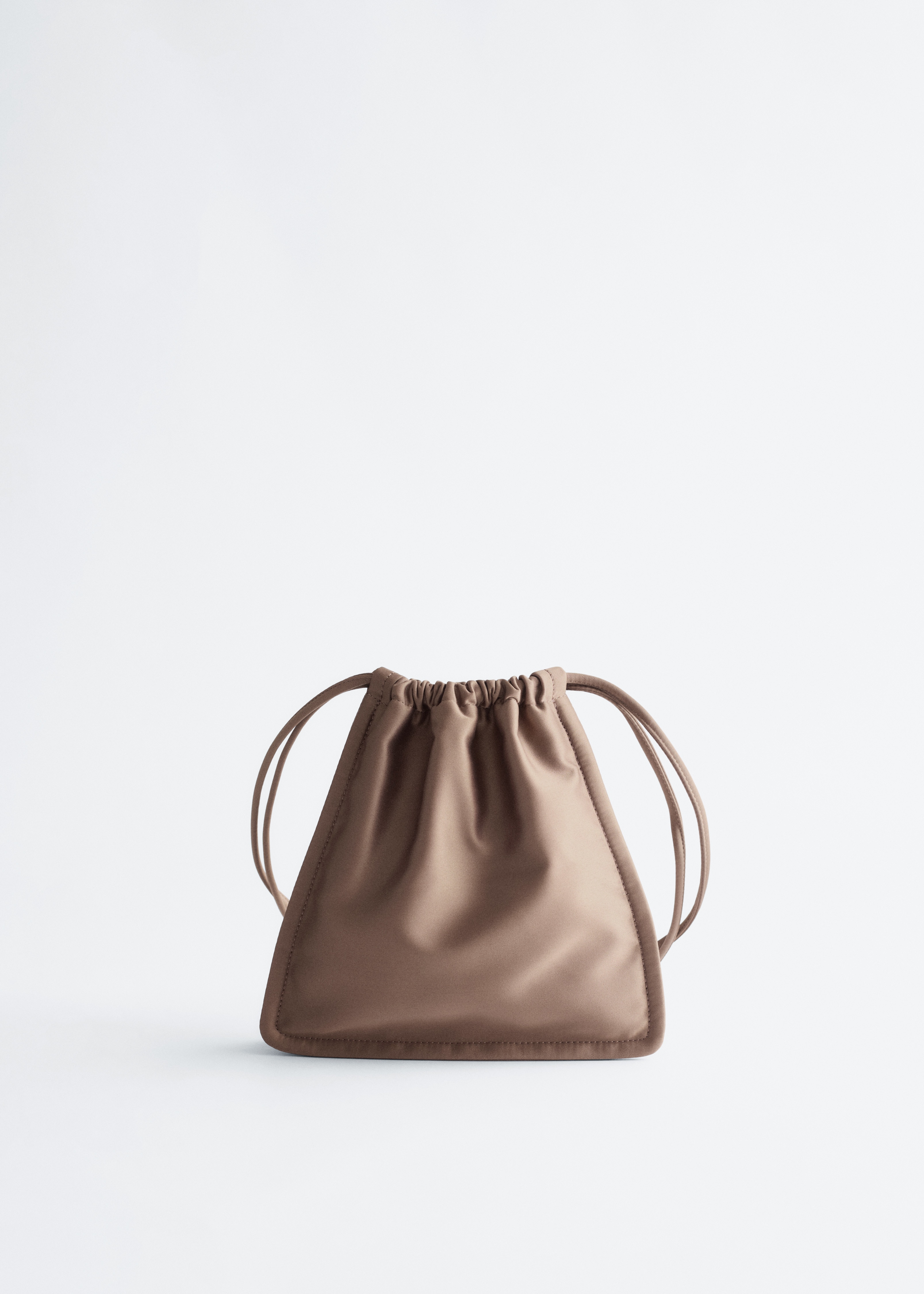 Sac à cordon de serrage en satin - Grège/Noir