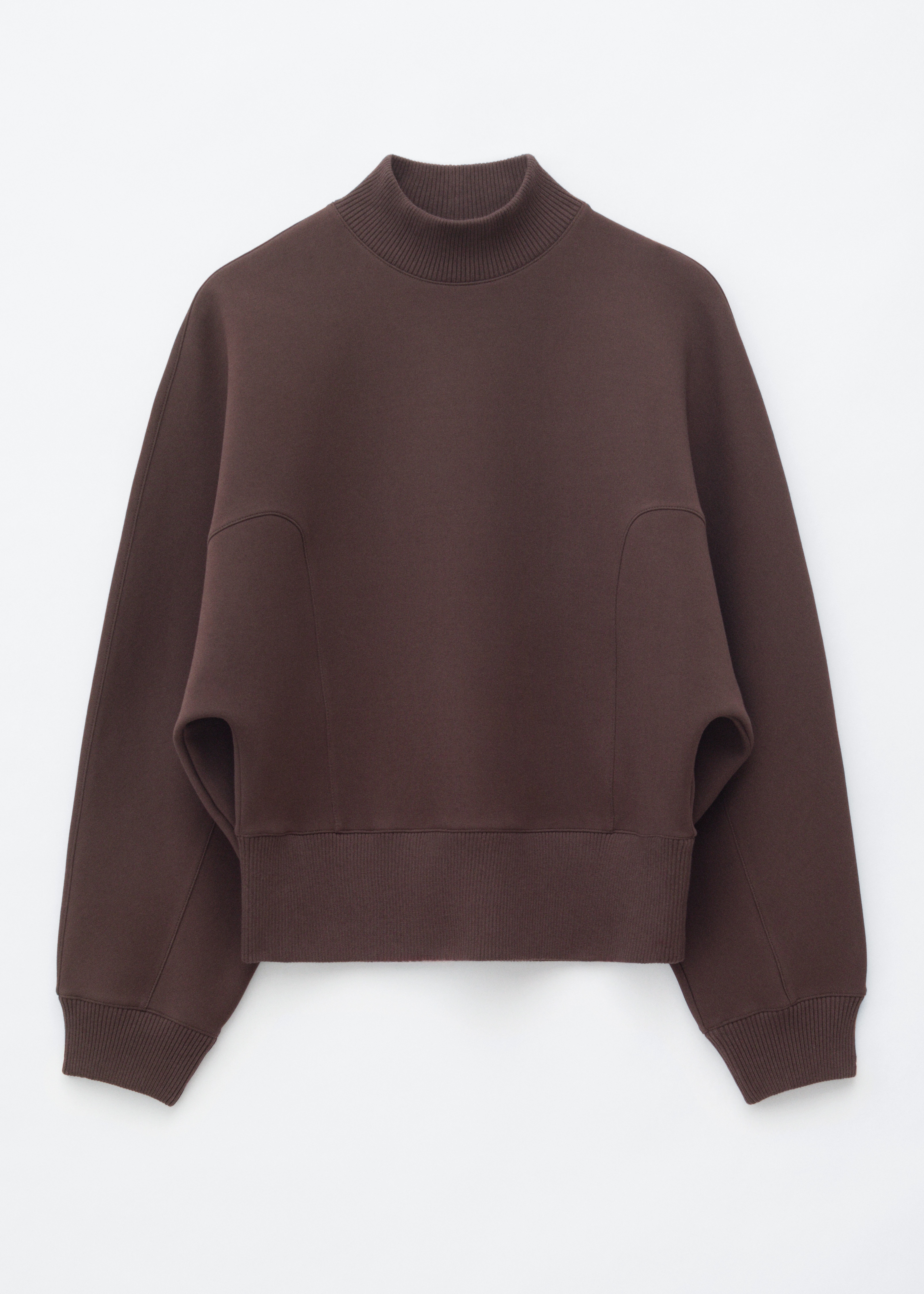 Scuba-Sweatshirt mit Stehkragen - Dunkelbraun/Grau meliert