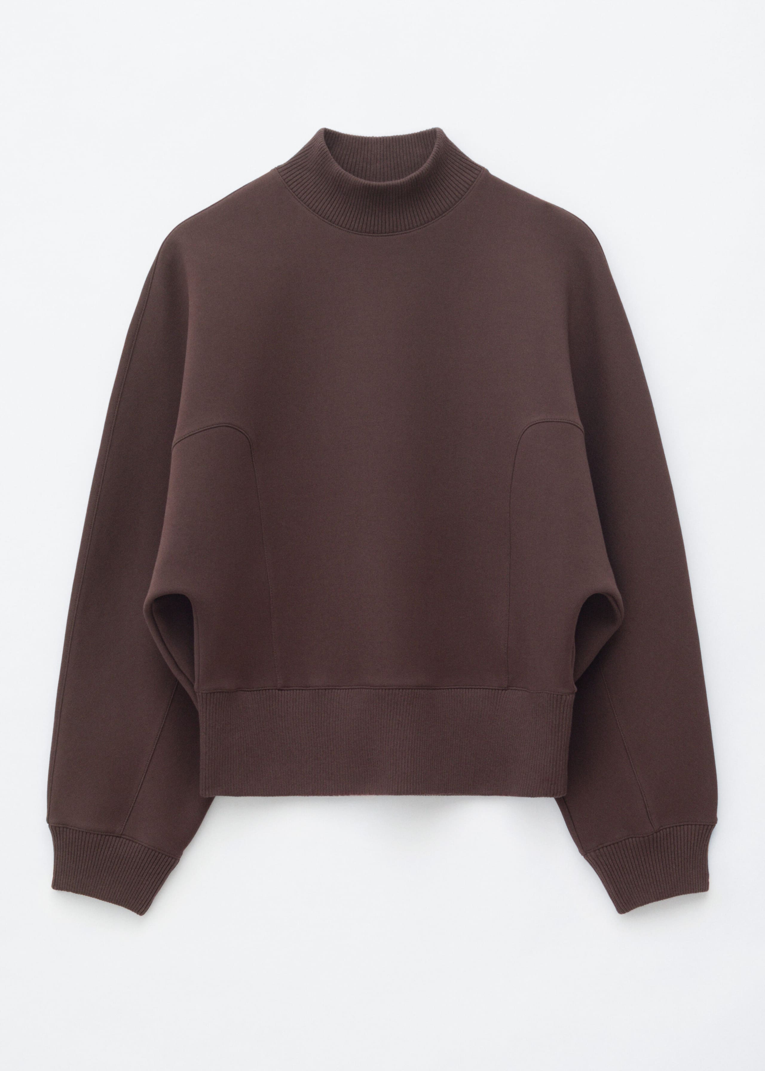 Mock Neck Scuba Sweatshirt - Dark Brown - Lookbook