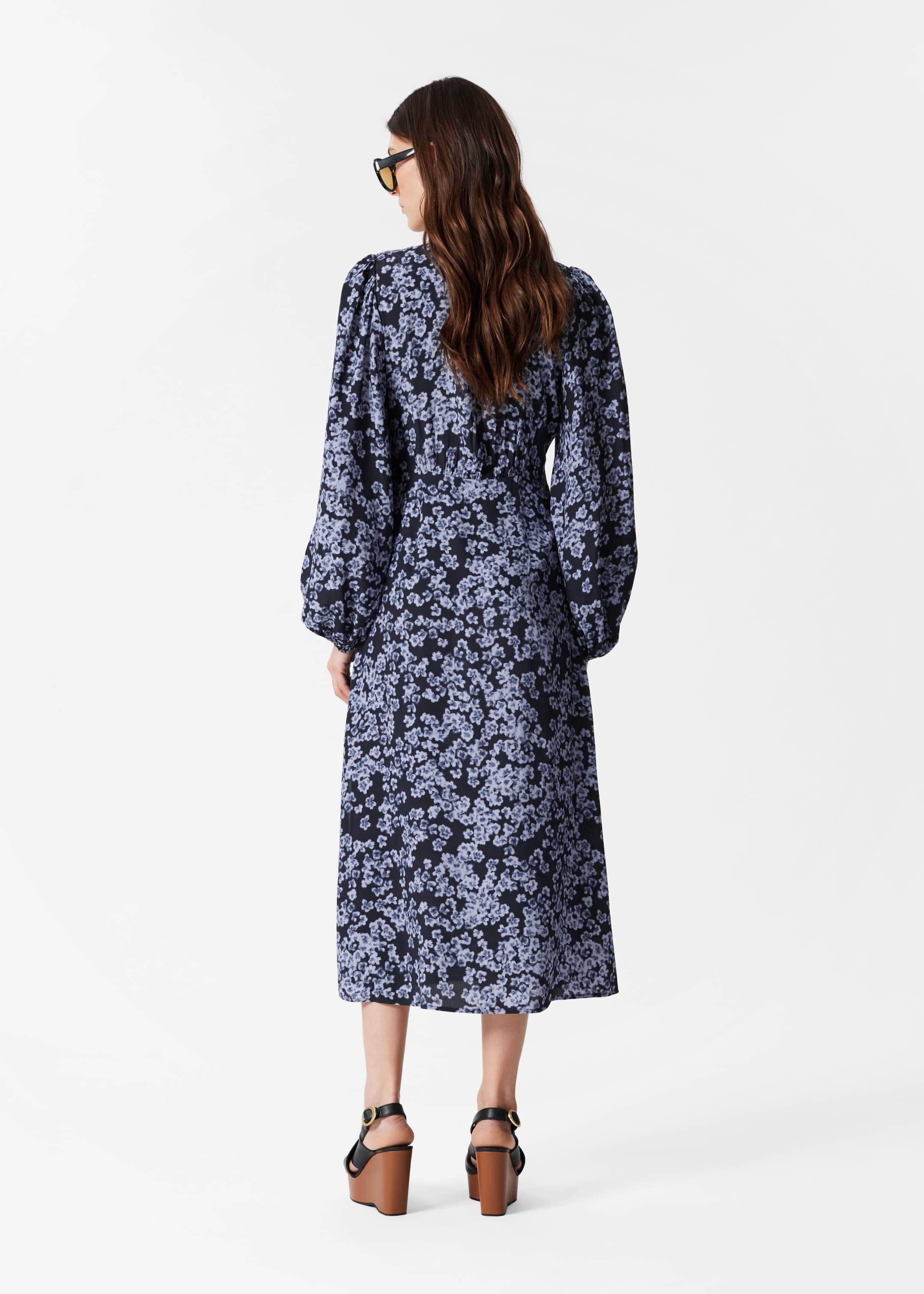 Agrandir l'image: Robe midi à col en V - Motif fleuri bleu - FEMME | H&M BE 4
