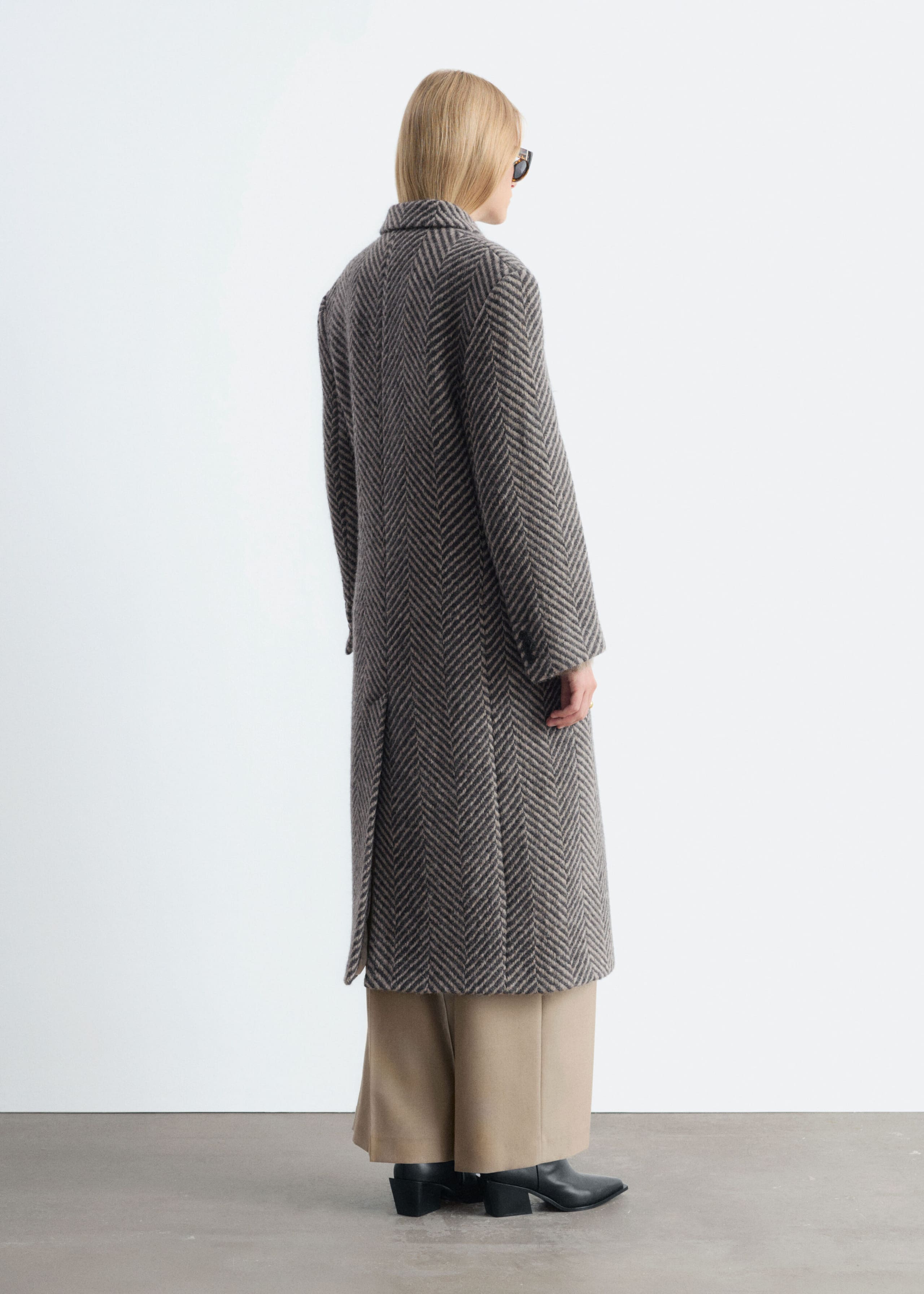 Double-breasted jas van katoen en wol - Beige - Lookbook