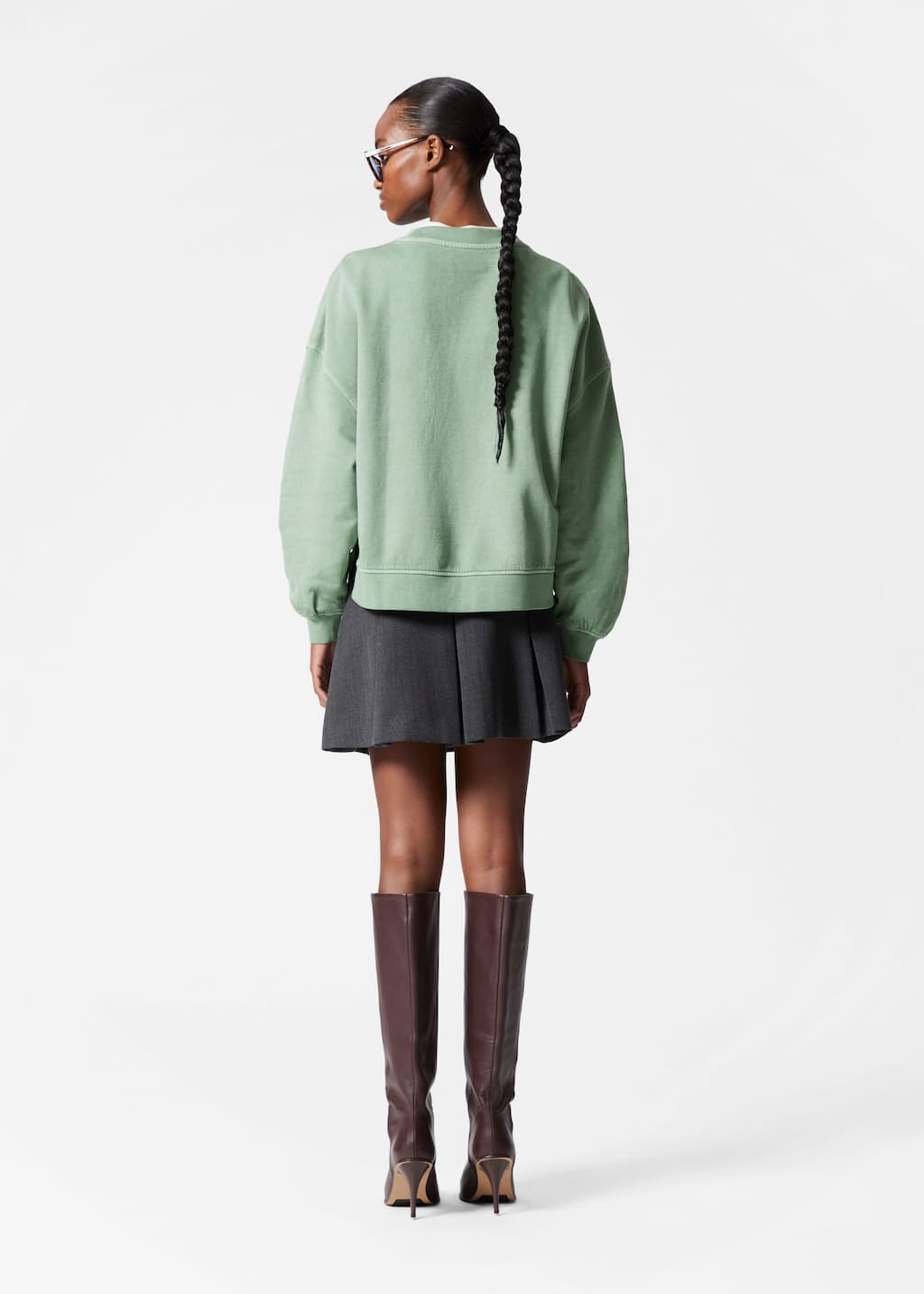 Avslappnad sweatshirt – Grön – lookbook
