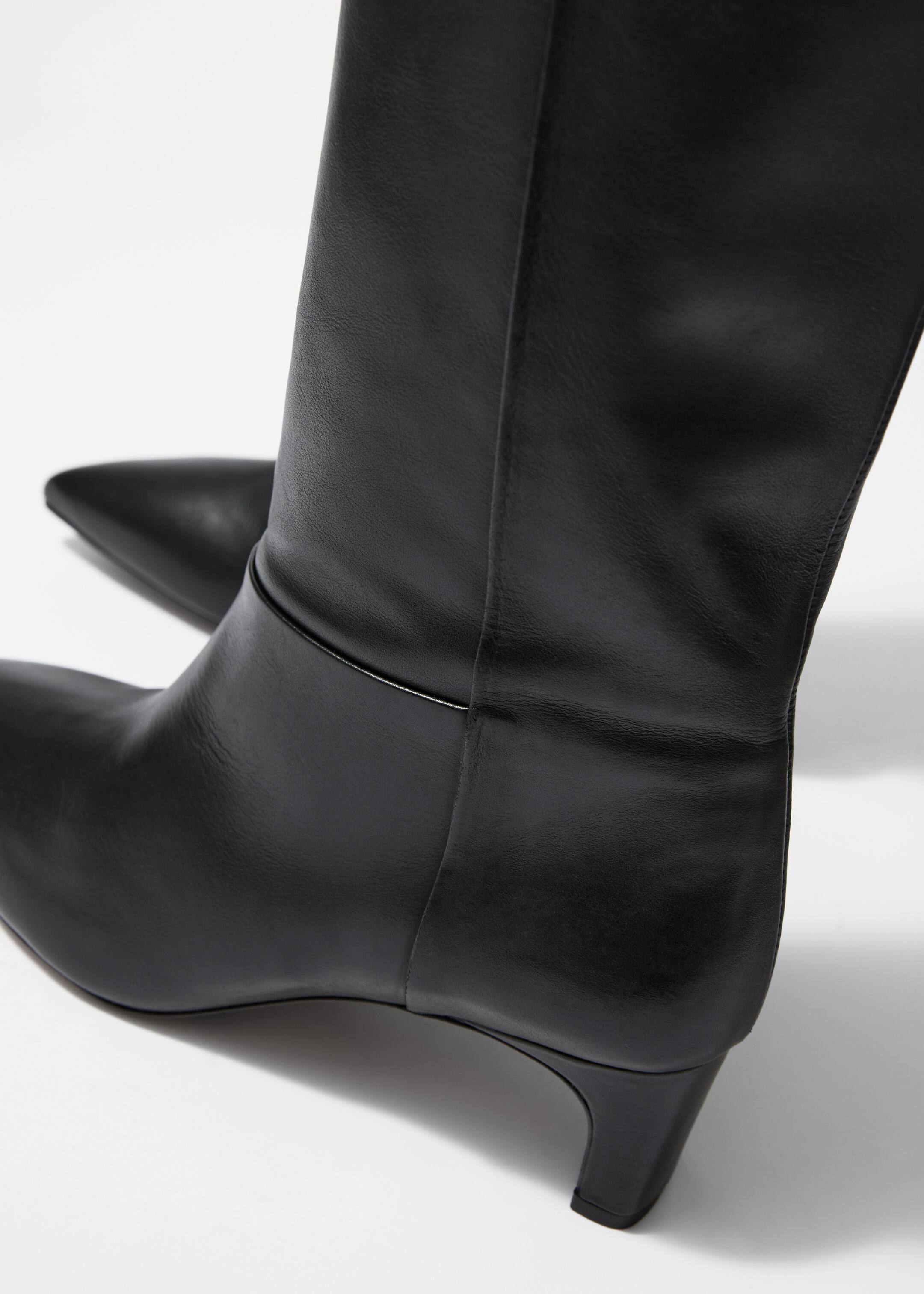 View larger image: Pointed-Toe Knee-High Boots - Black nappa - Ladies | H&M GB 4