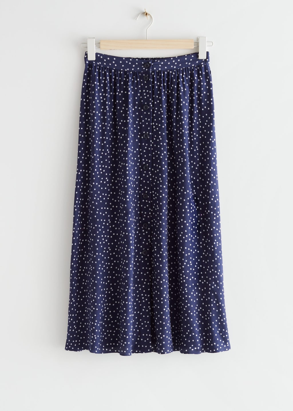 Buttoned A-Line Midi Skirt