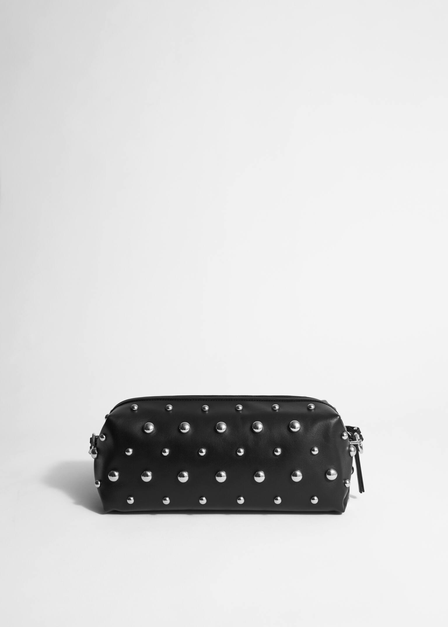 Studded Leather Clutch - Black
