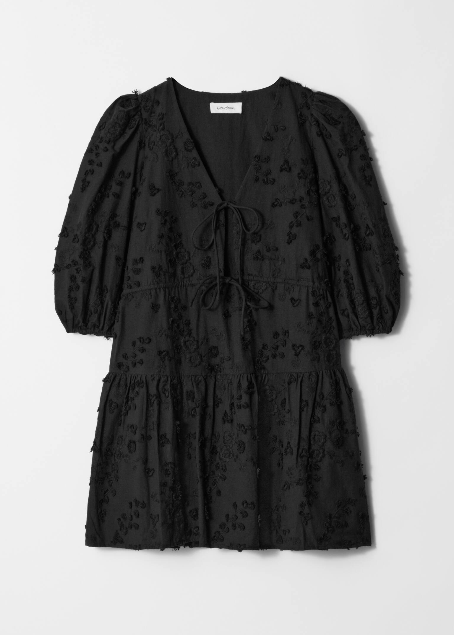 Rochie Mini Brodată - Negru/Crem