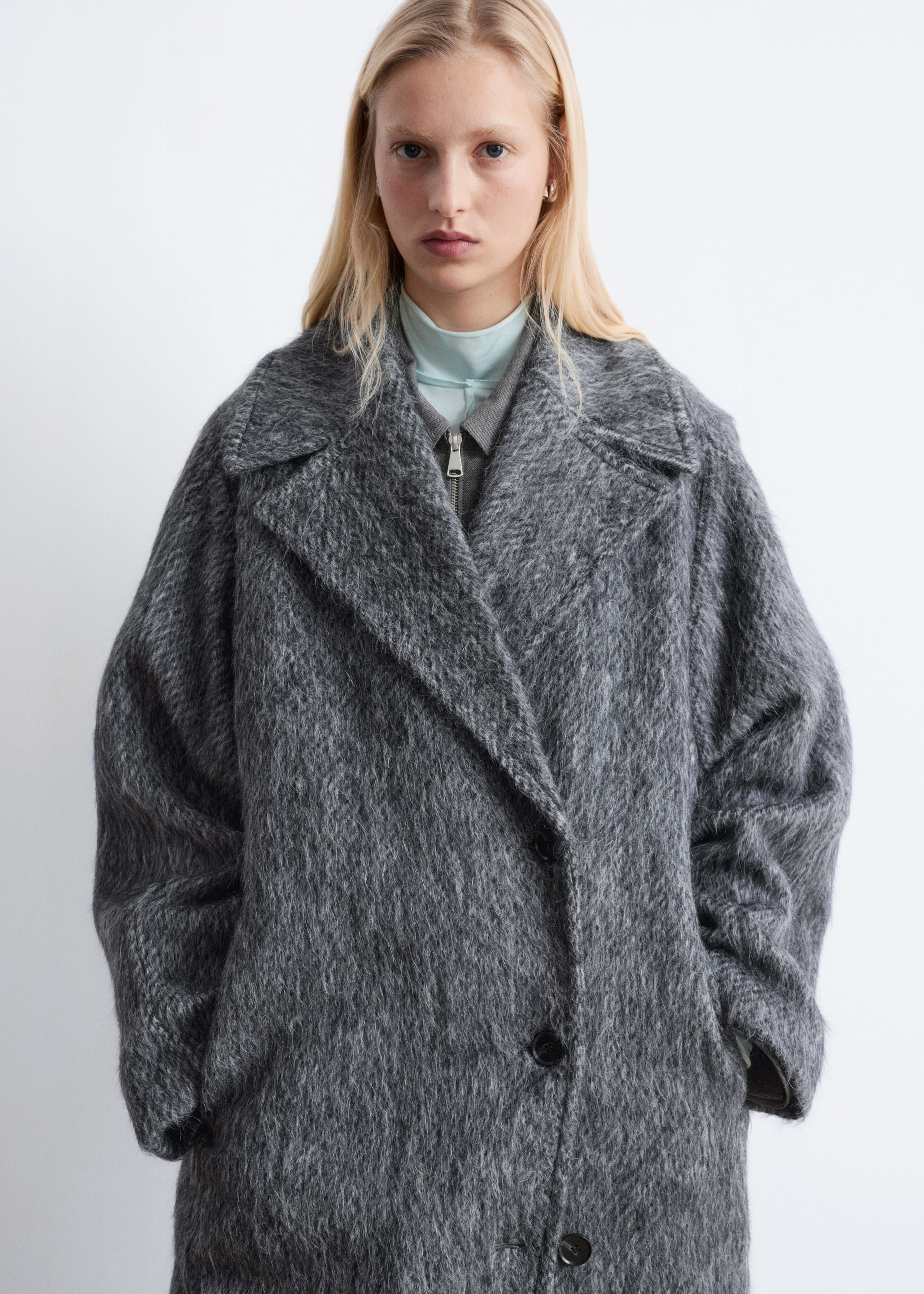 Image of Mantel aus gebürsteter Wollmischung
