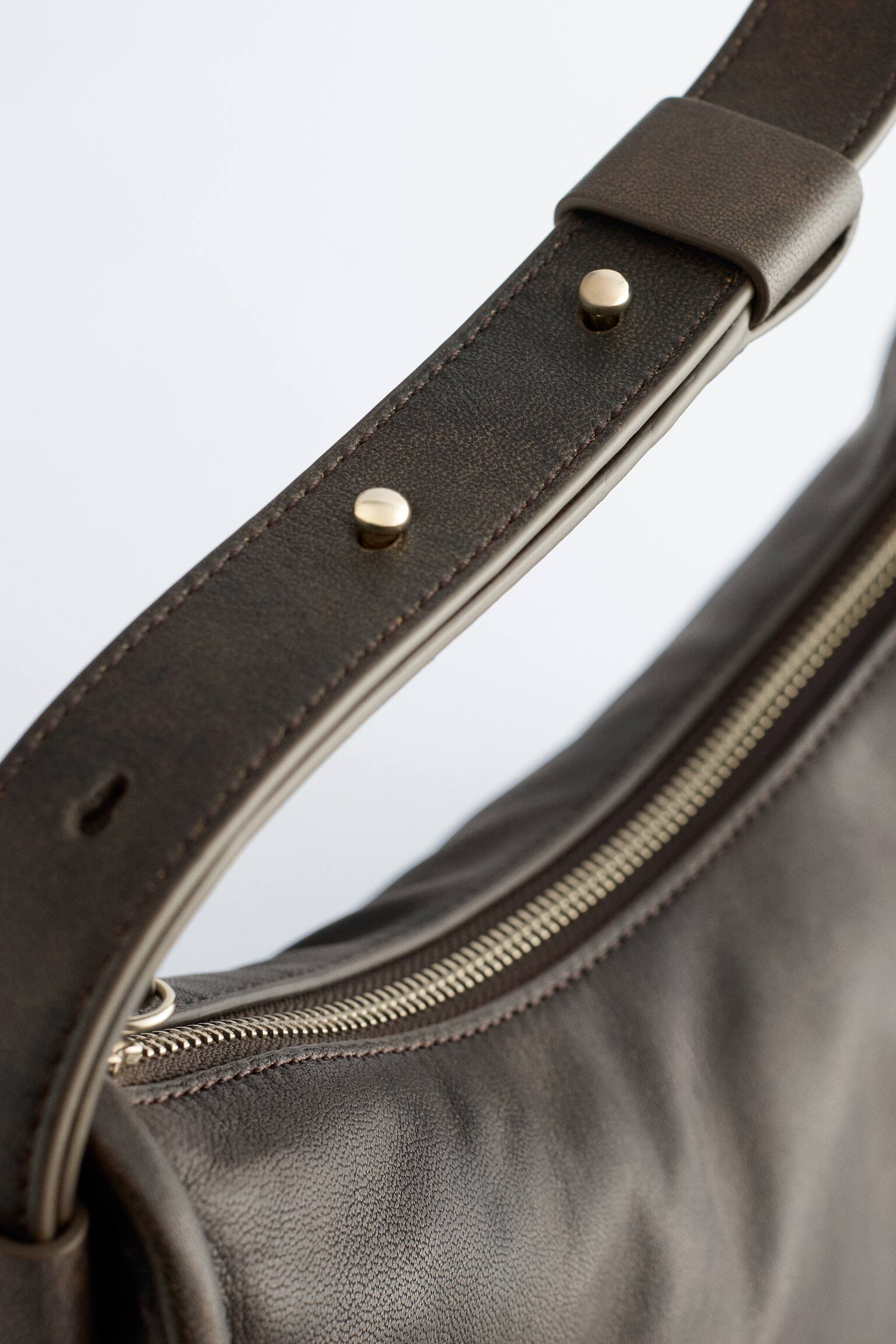 תיק נשיאה מעור - אפור כהה/שחור - 4