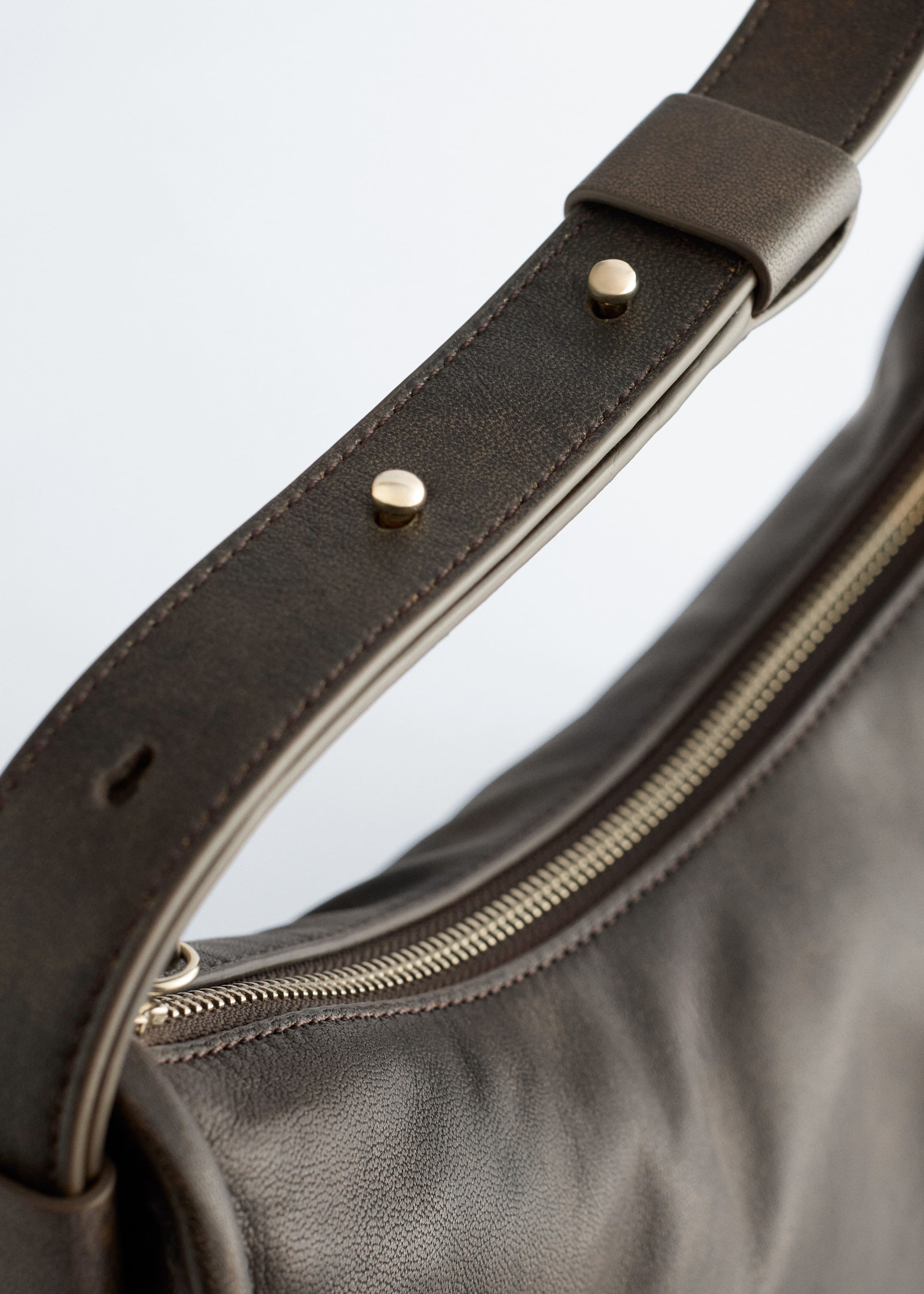 Bolso tipo tote de piel - Gris oscuro - Bodegón