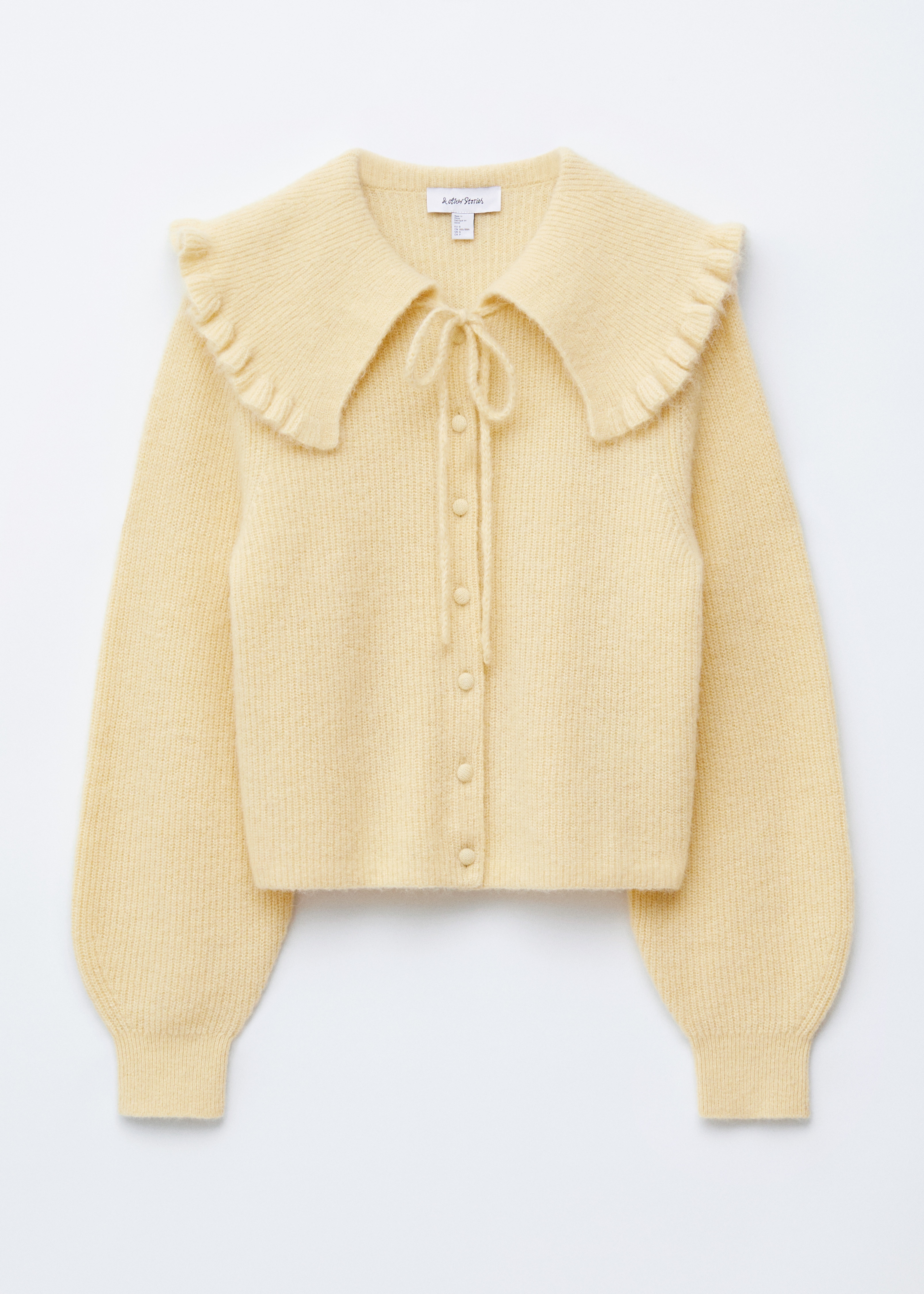 Cardigan in misto alpaca - Giallo chiaro/Bianco