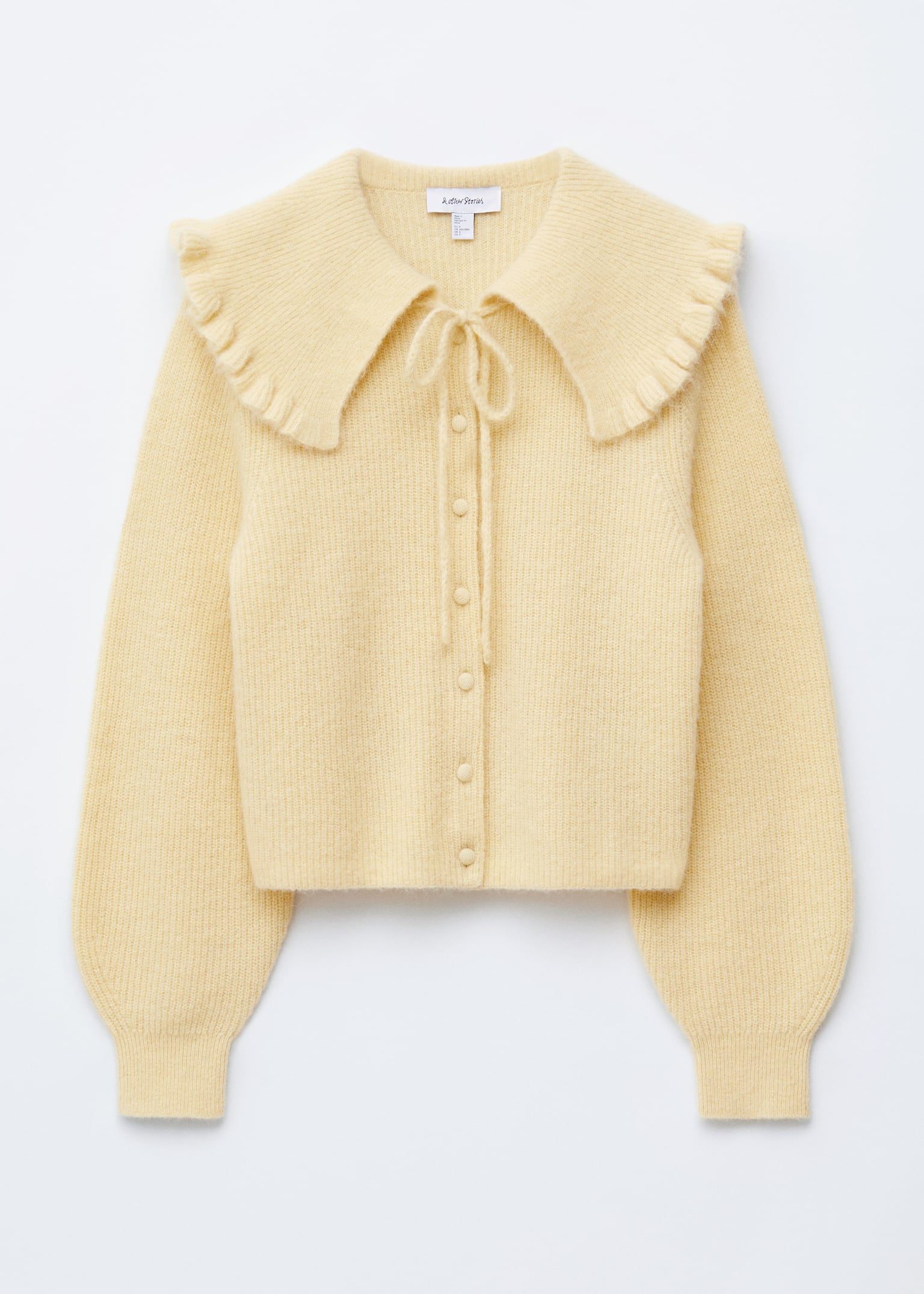 Peter Pan-collar Cardigan - Light Yellow - 2