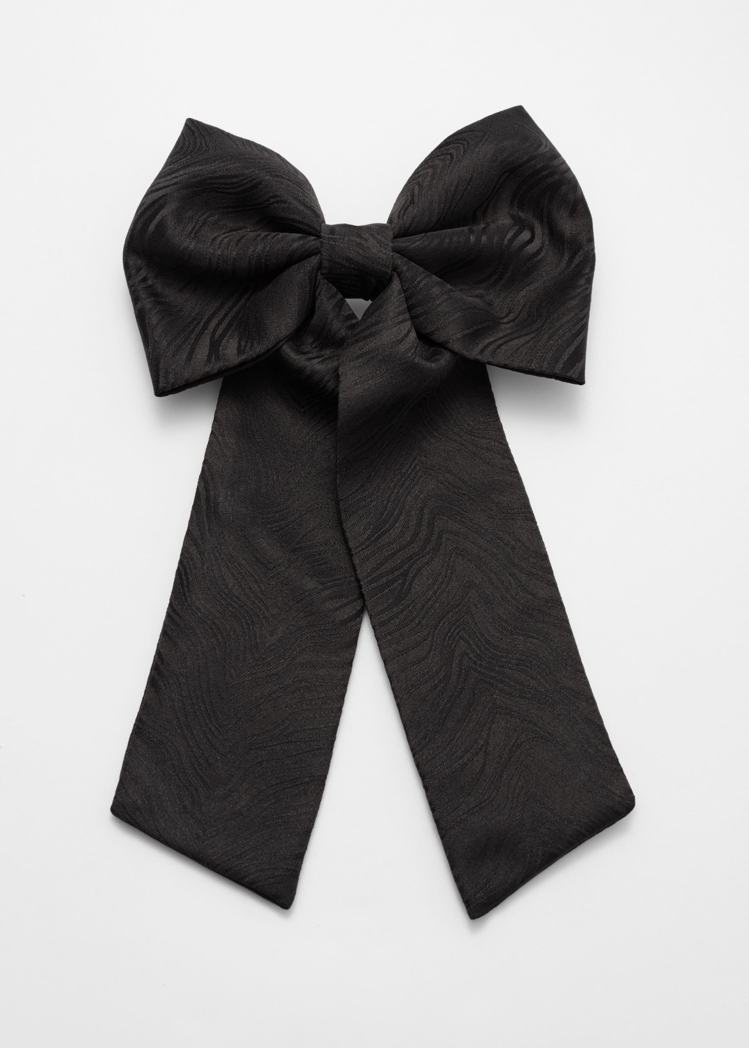 Pinza para el pelo con lazo de moiré - Negro - Bodegón